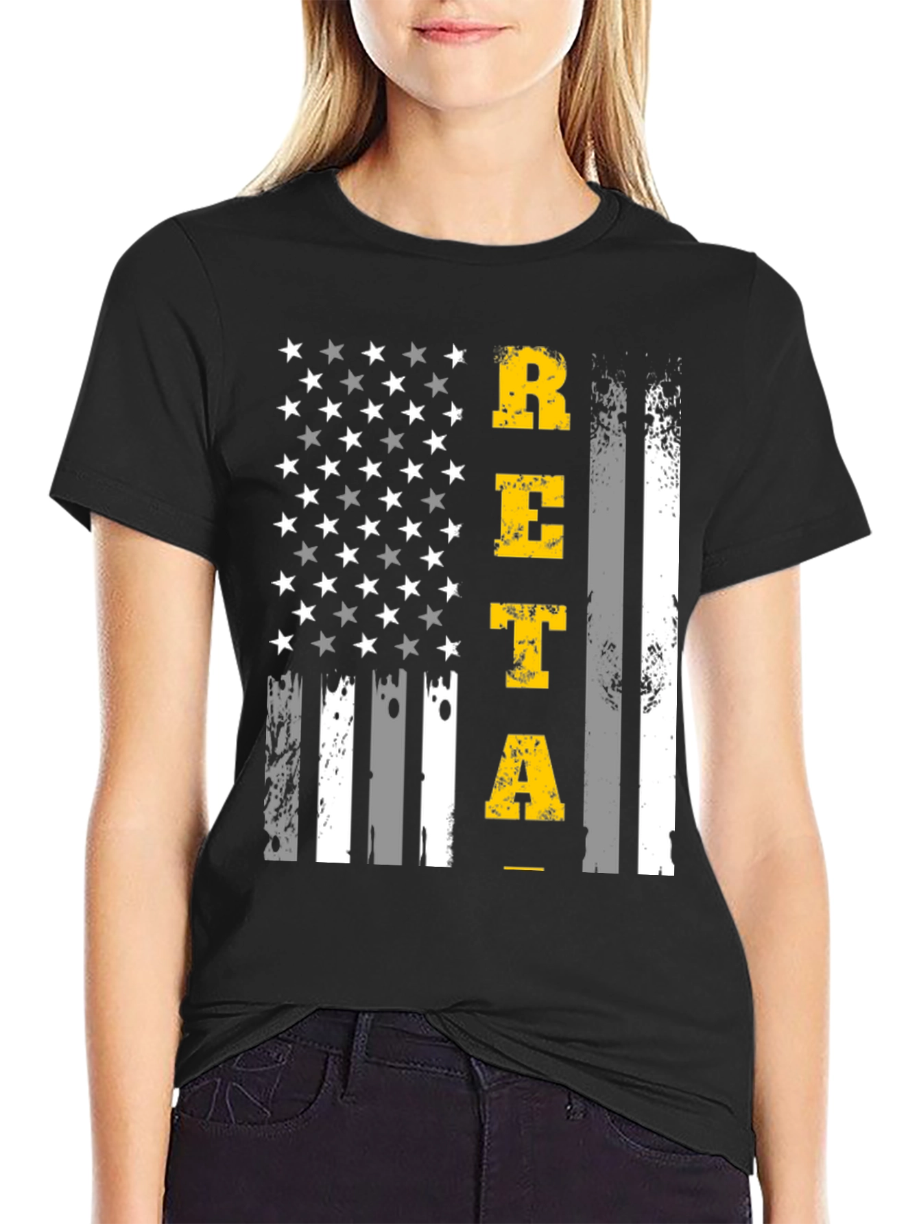 Black Patriotic RETA Graphic T-Shirt - Black view 2