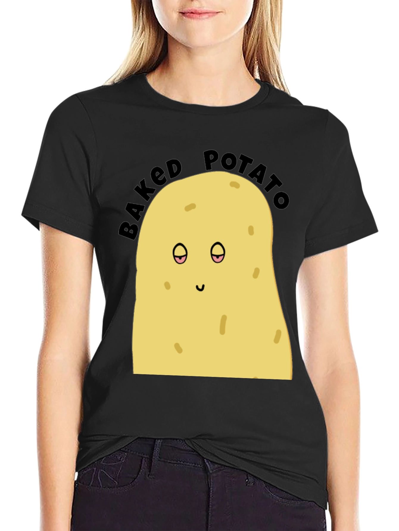 Black Baked Potato Graphic Tee - Funny Food Shirt view 2
