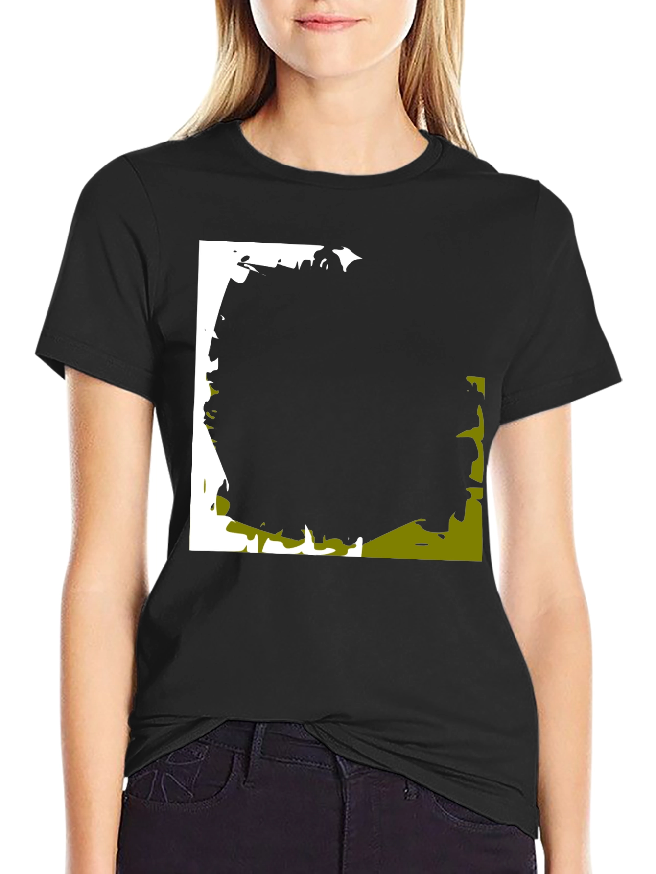 Black Abstract Graphic Black T-Shirt view 2