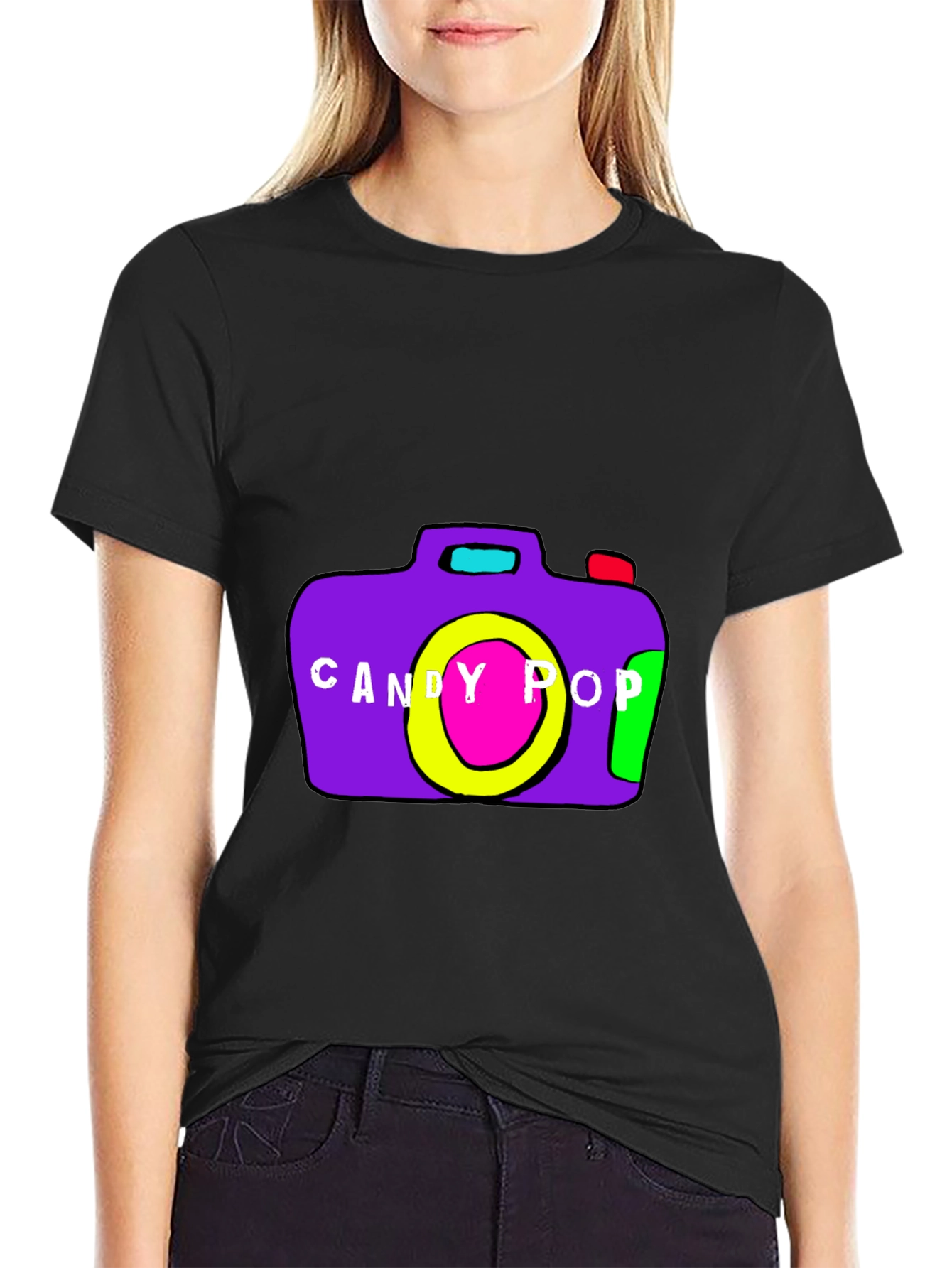 Black Candy Pop Camera Graphic Tee - Black view 2