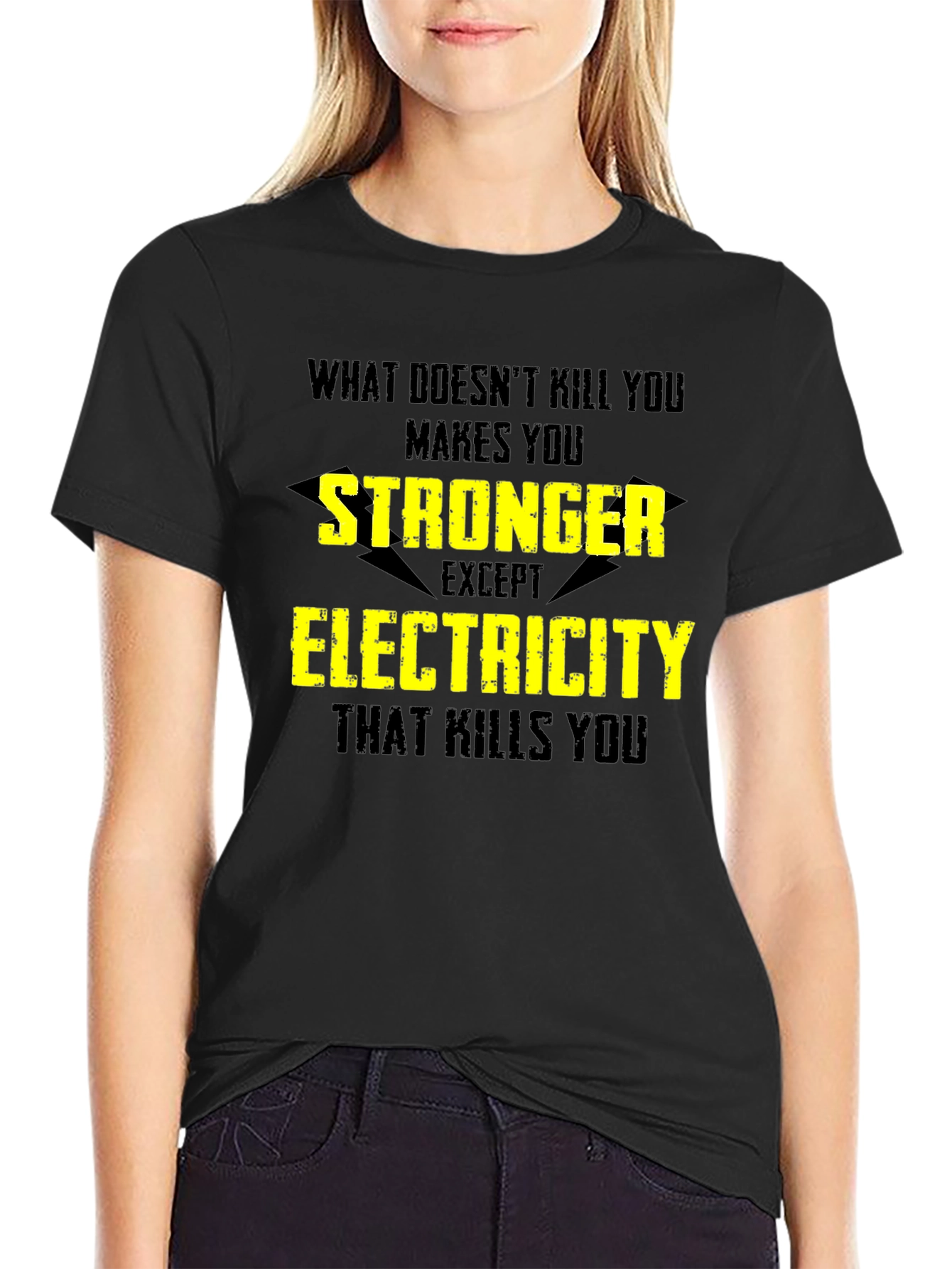 Black Funny Electricity T-Shirt - What Doesn't Kill You view 2