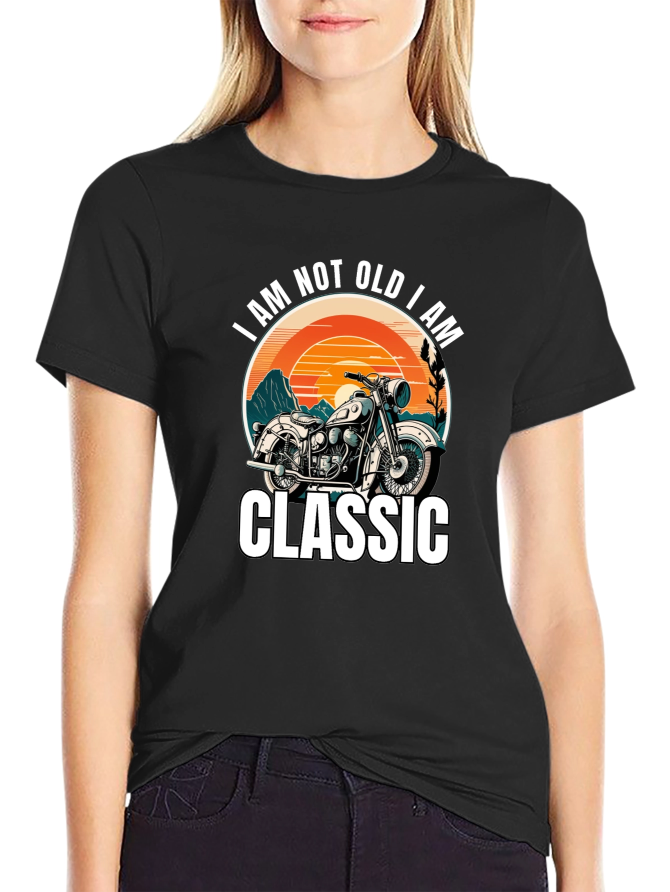 Black Classic Motorcycle T-Shirt - I Am Not Old view 2