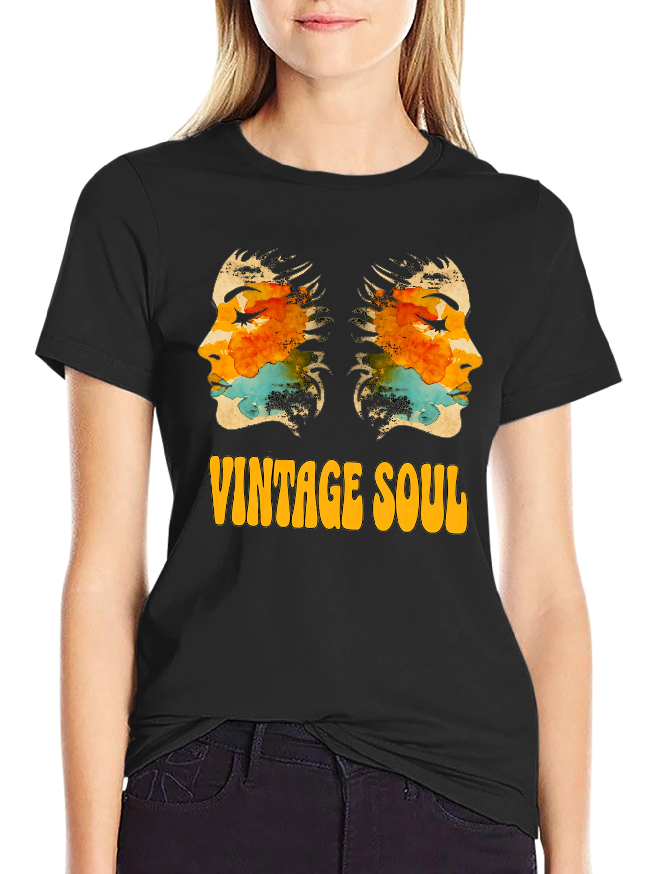 Black Vintage Soul Graphic Tee - Stylish Unisex T-Shirt view 2