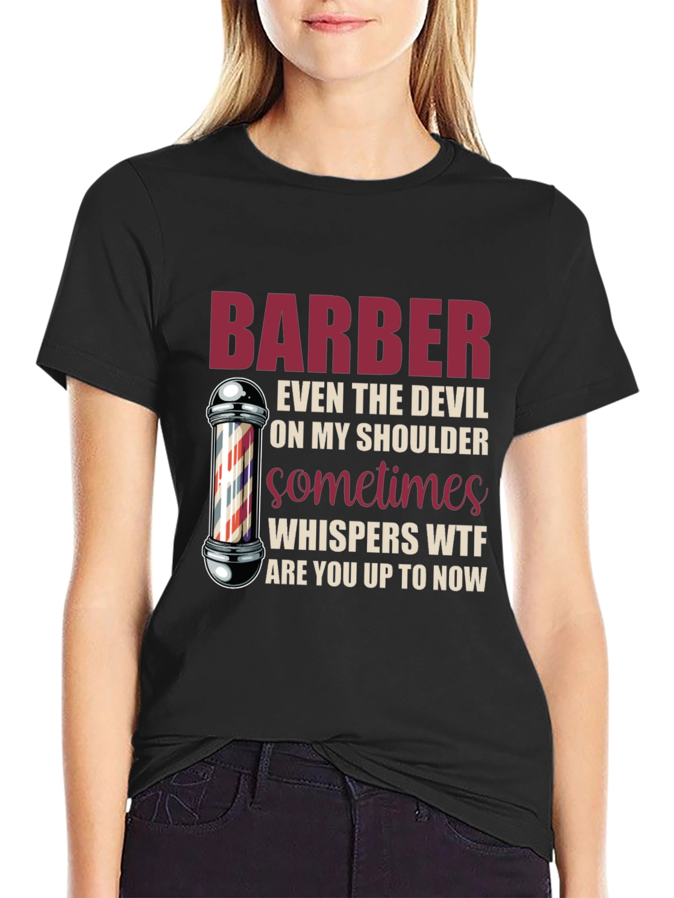 Black Barber Devil Shoulder Graphic T-Shirt view 2