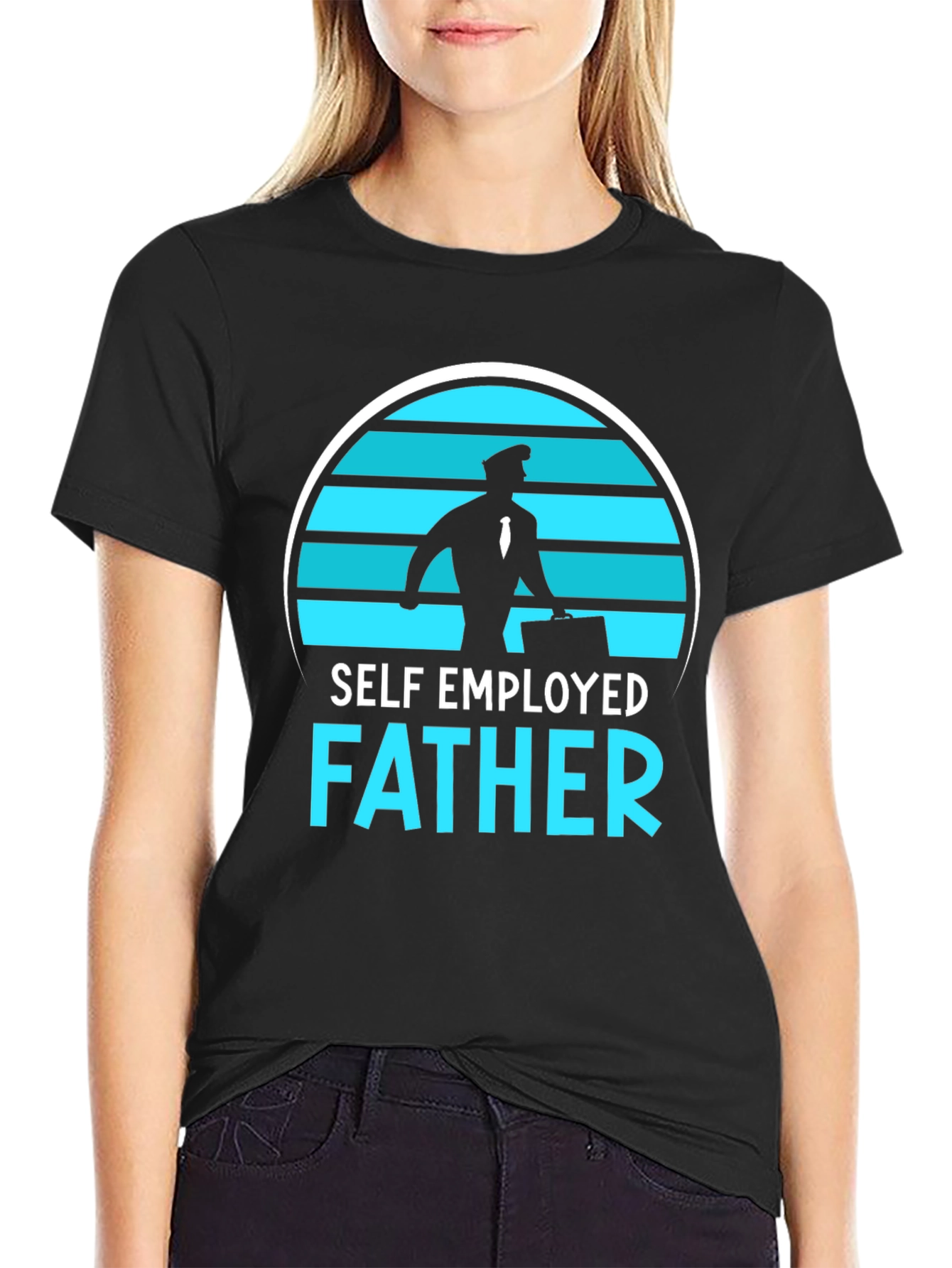 Black Self Employed Father Graphic T-Shirt view 2