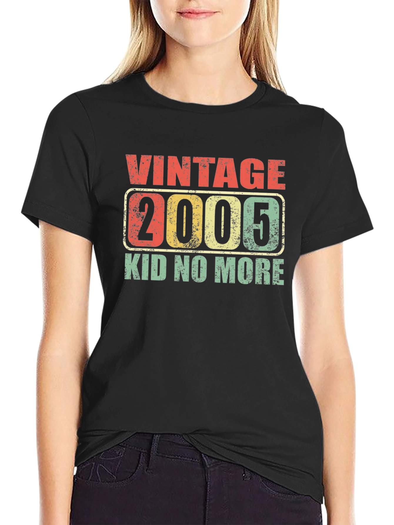 Black Vintage 2005 Birthday T-Shirt - Kid No More! view 2