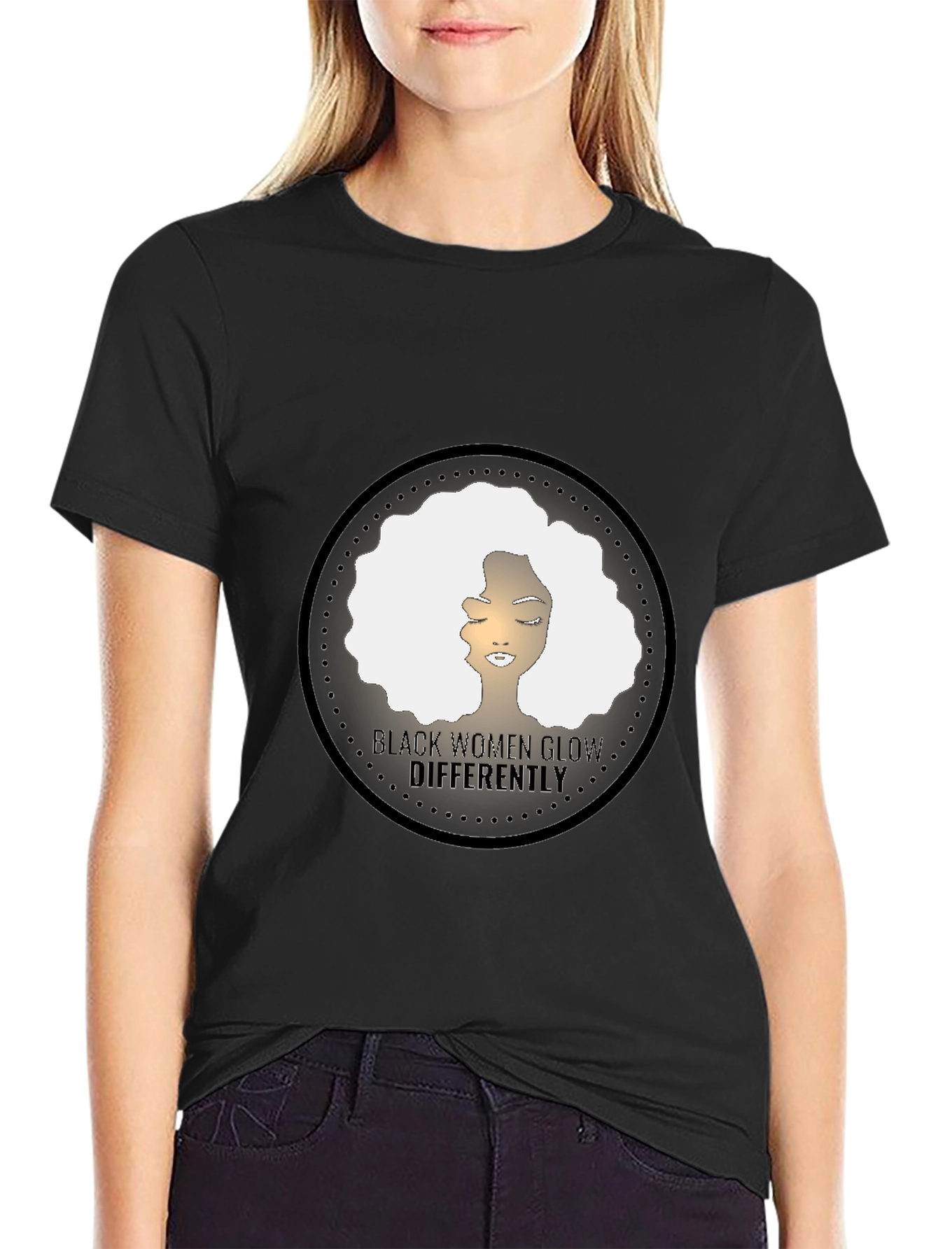 Black Black Women Glow Differently Graphic Tee view 2