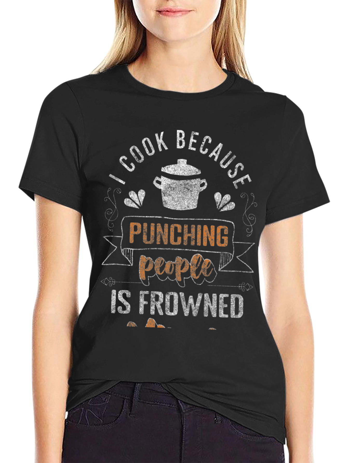 Funny Cook T-Shirt: Punching People Is Frowned Upon - 2