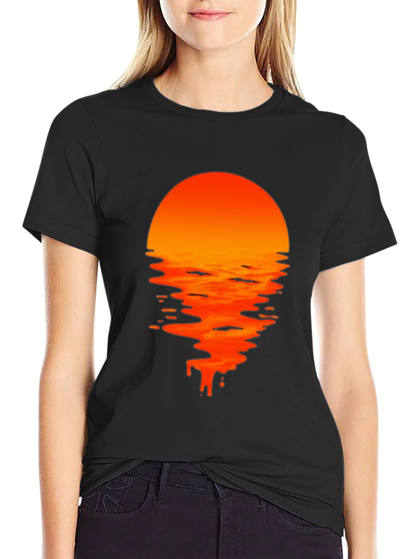 Black Sunset Drip Graphic Tee - Black view 2