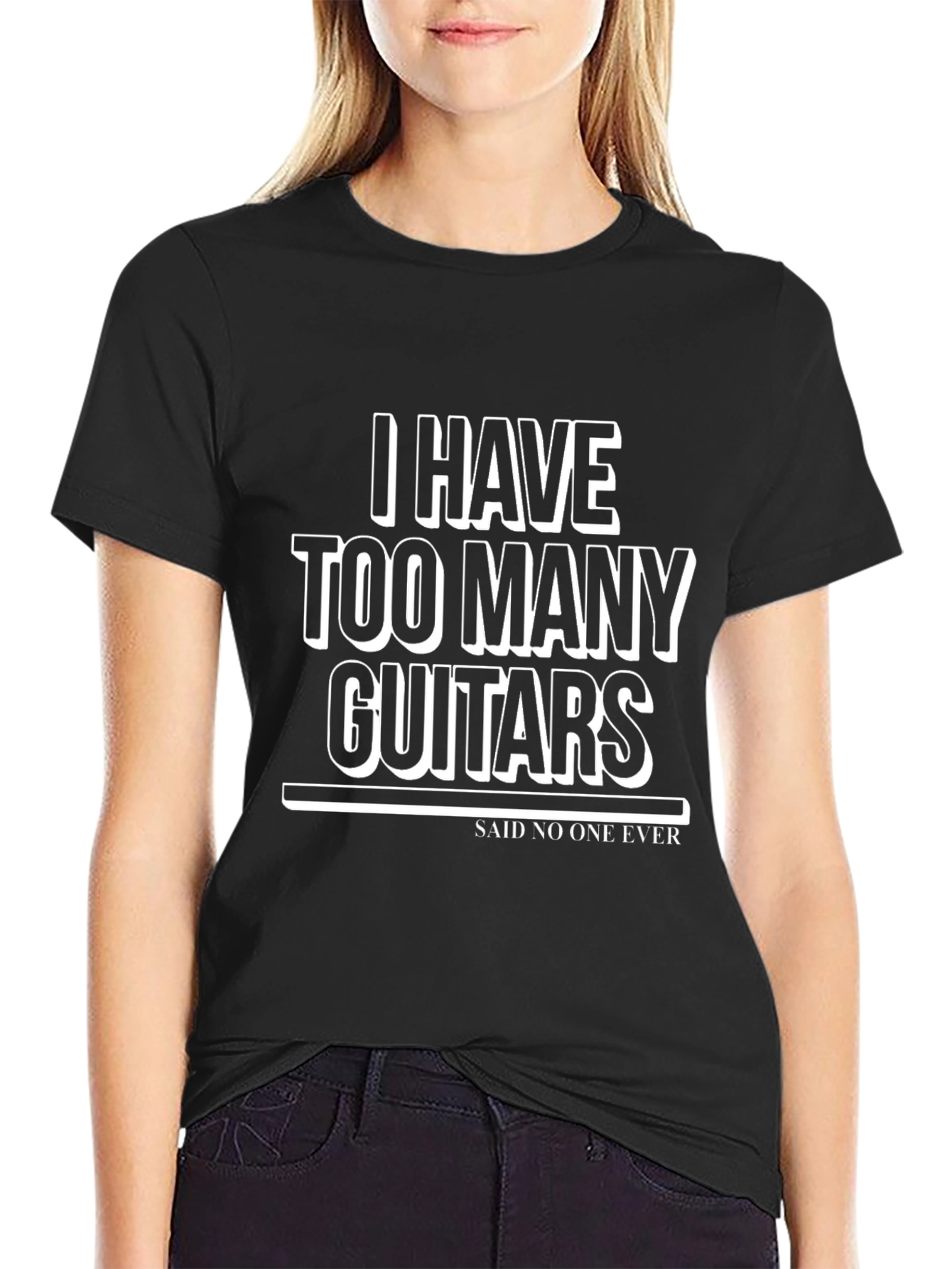 Black I Have Too Many Guitars T-Shirt - Funny Musician Tee view 2