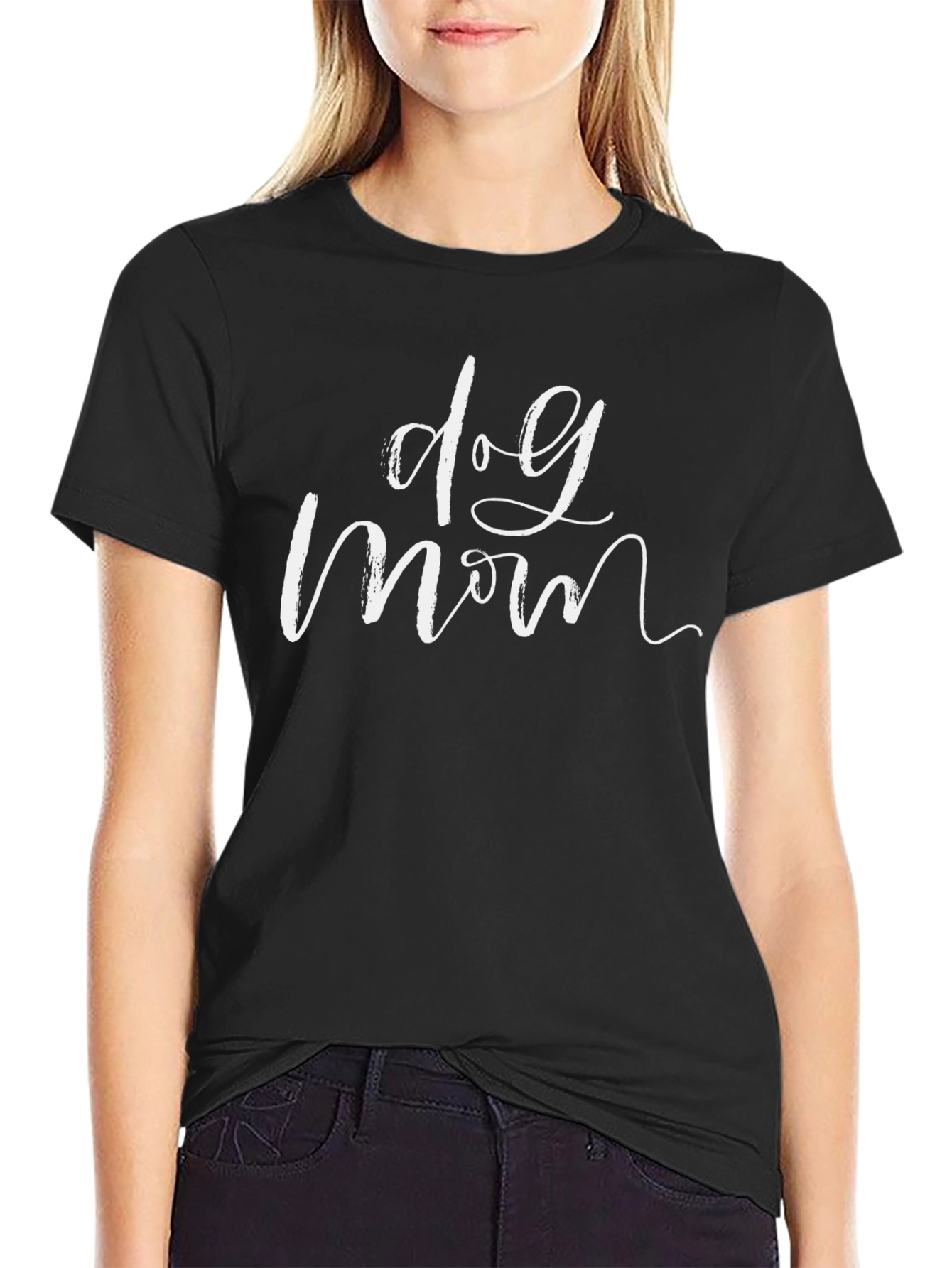 Black Dog Mom Black T-Shirt - Casual Comfort view 2