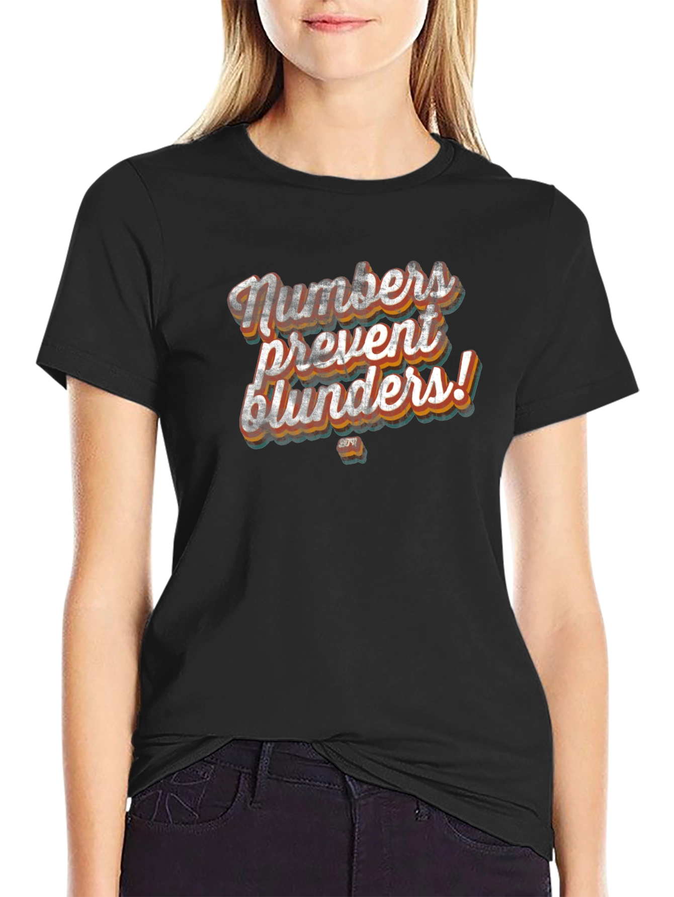 Black Numbers Prevent Blunders! Graphic Tee view 2