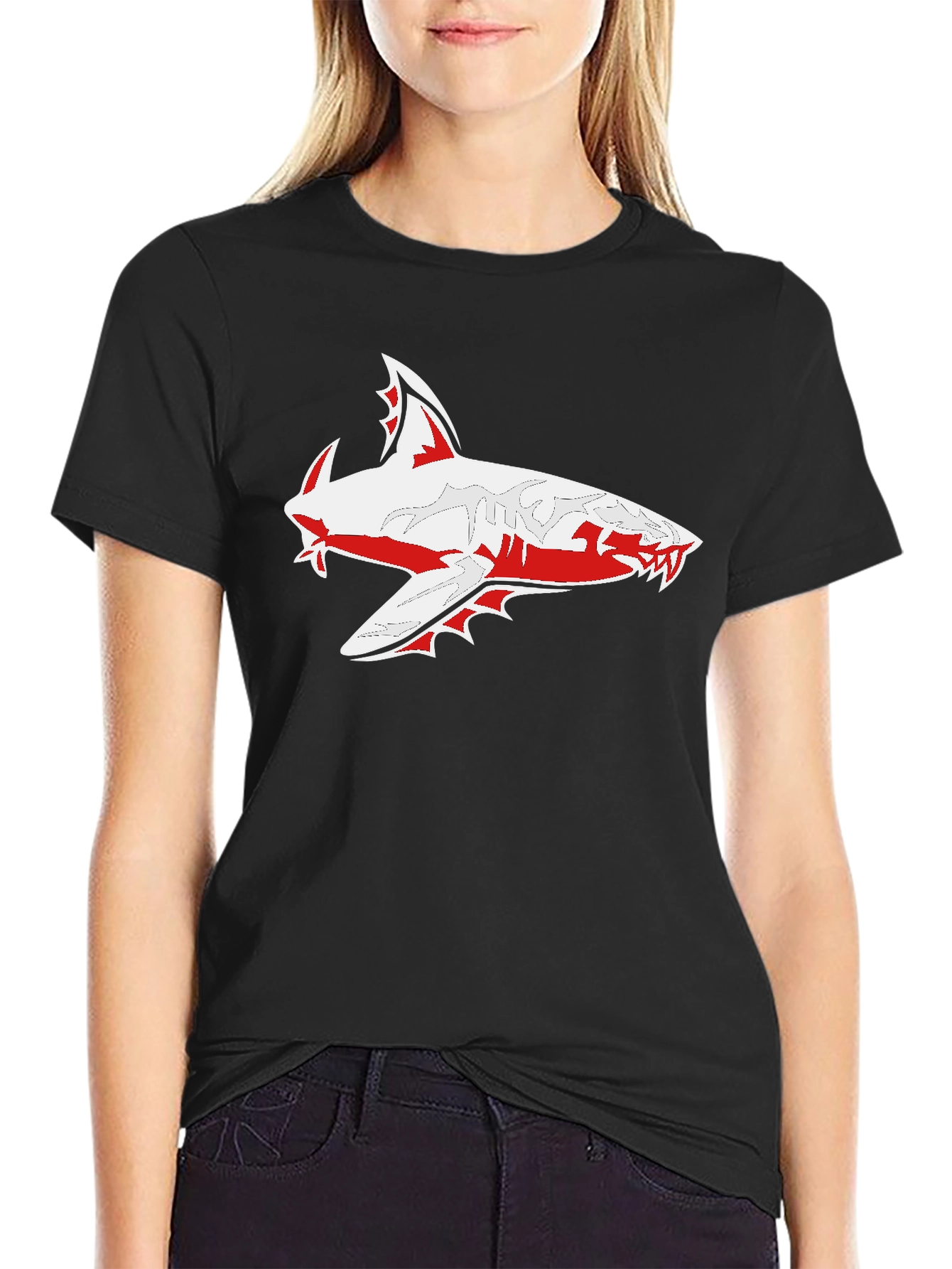 Black Shark Graphic Black Tee - Bold and Stylish view 2