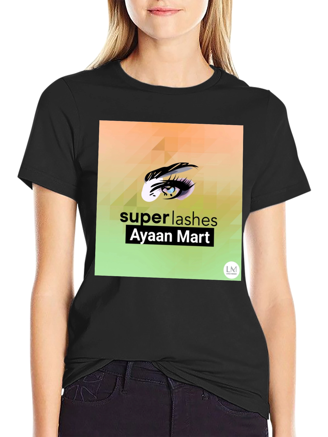 Black Super Lashes Graphic Tee - Eye Design view 2