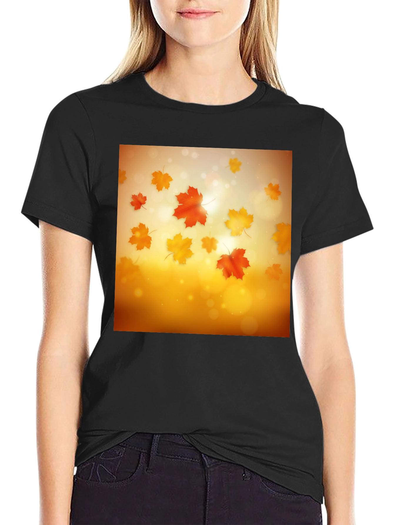 Black Autumn Leaves T-Shirt - Seasonal Style view 2