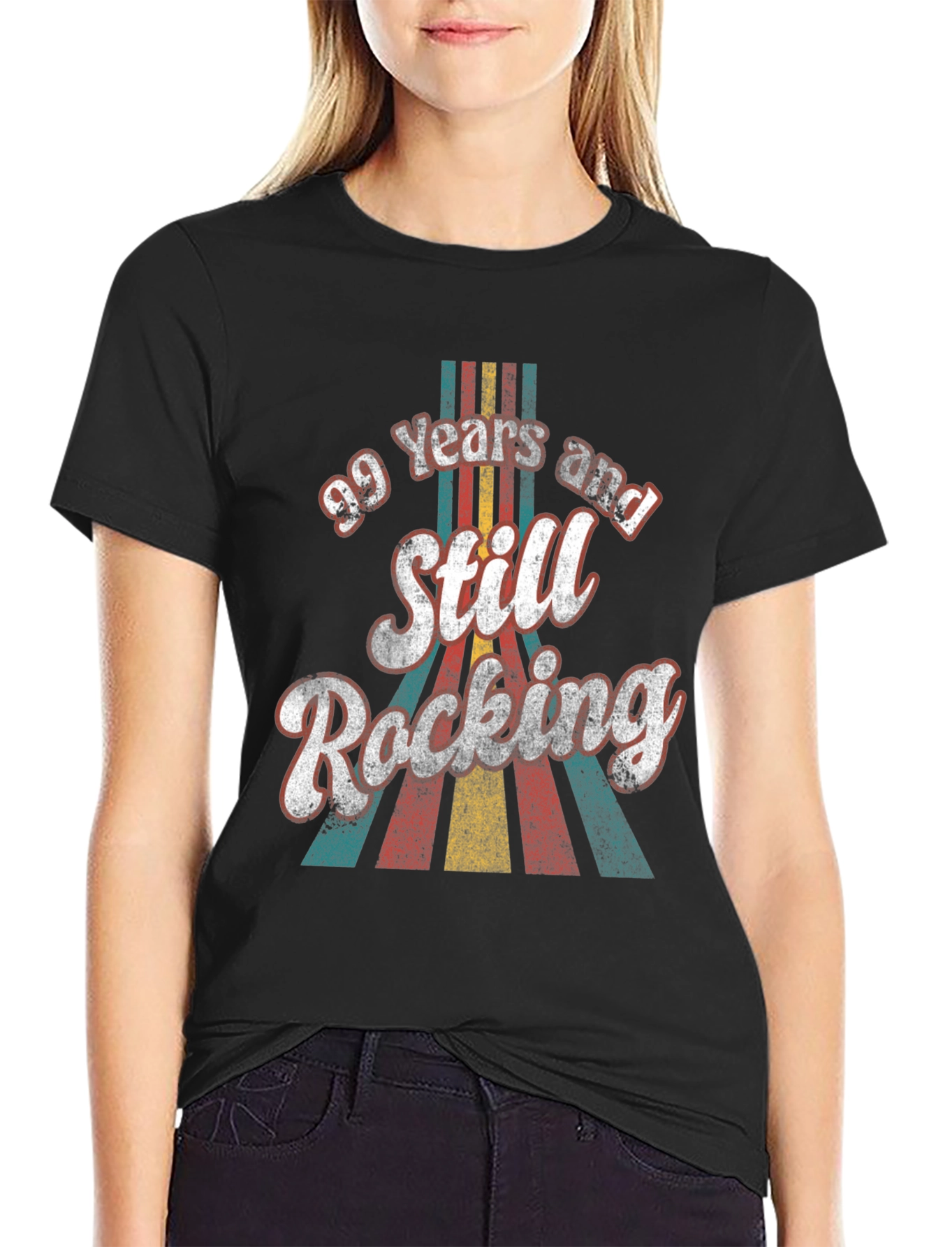 Black 99 Years Still Rocking Retro Birthday T-Shirt view 2
