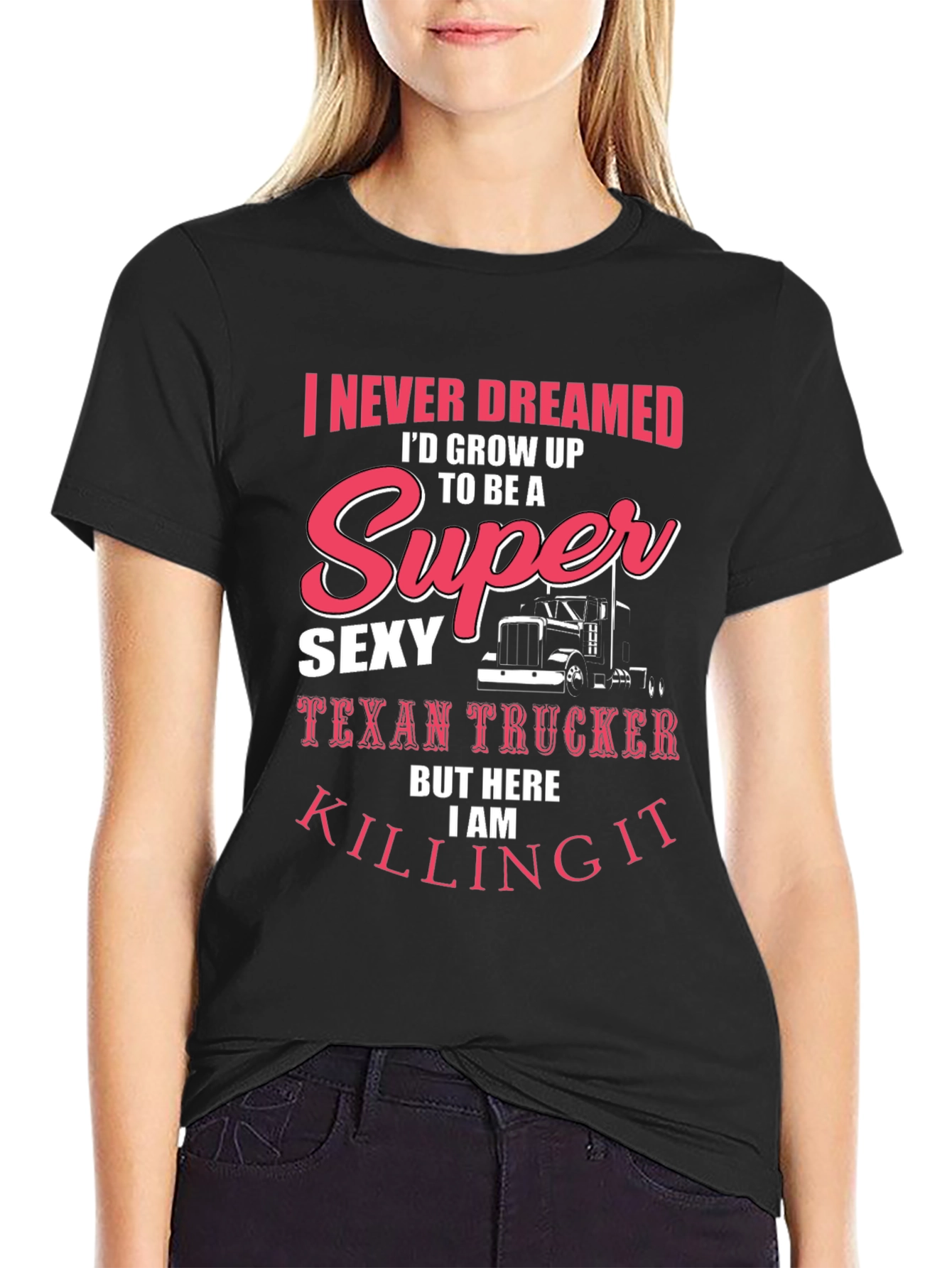 Black Sexy Texan Trucker T-Shirt - Funny Novelty Tee view 2