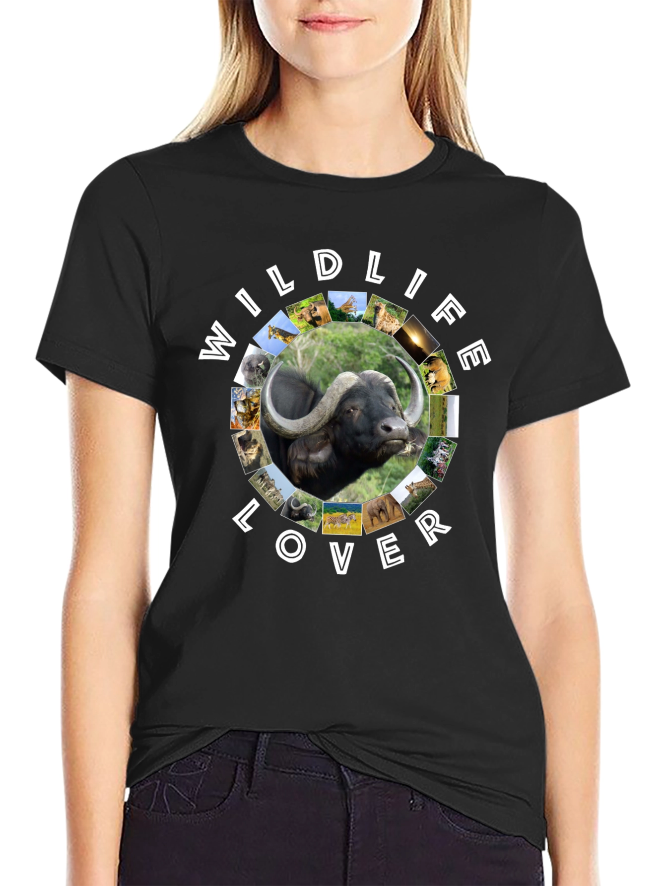 Black Wildlife Lover Graphic Tee - Black view 2