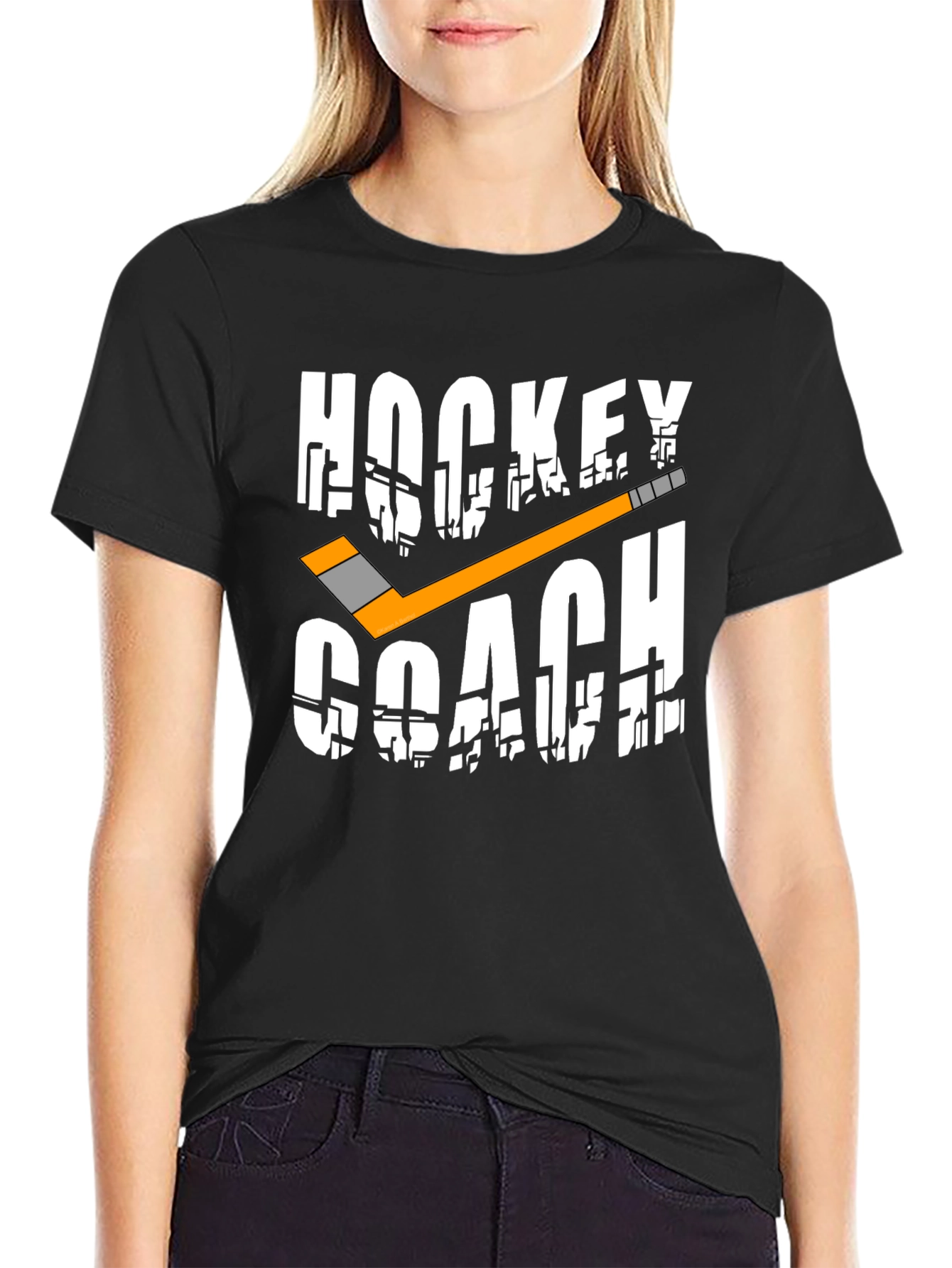 Black Hockey Coach Graphic T-Shirt view 2