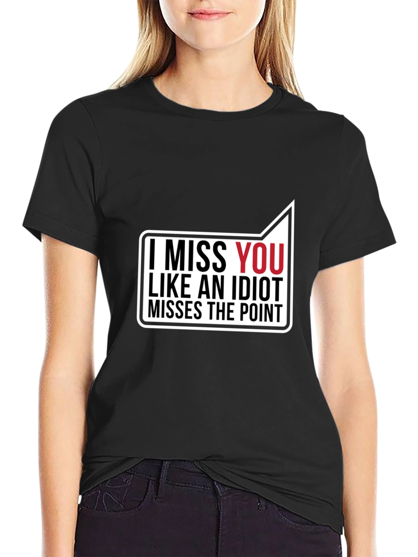 Black I Miss You Funny Graphic T-Shirt view 2
