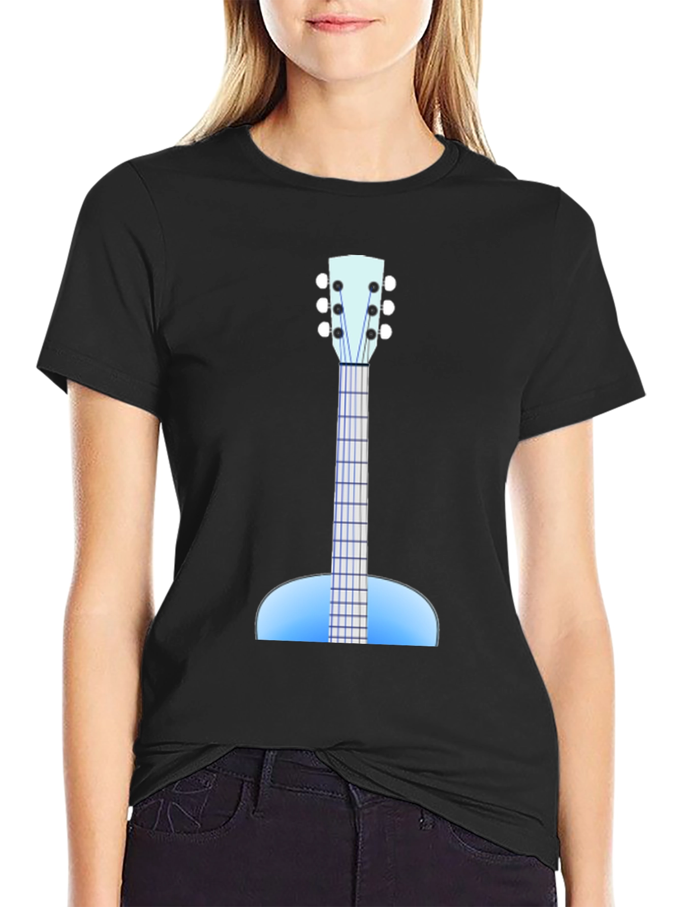 Black Guitar Graphic Black Tee - Music Lover's Apparel view 2