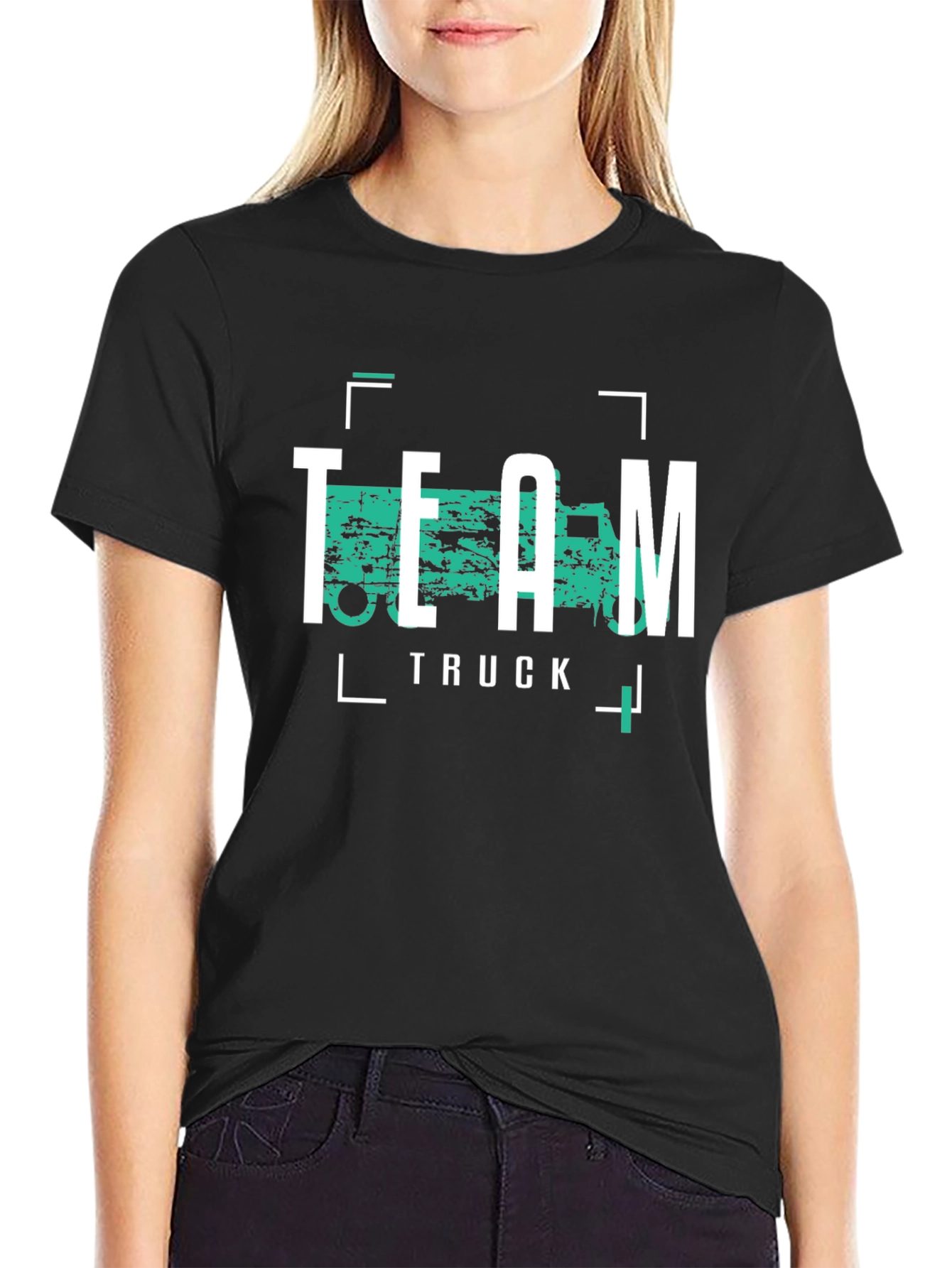 Black Team Truck Graphic Tee - Cool Black T-Shirt view 2