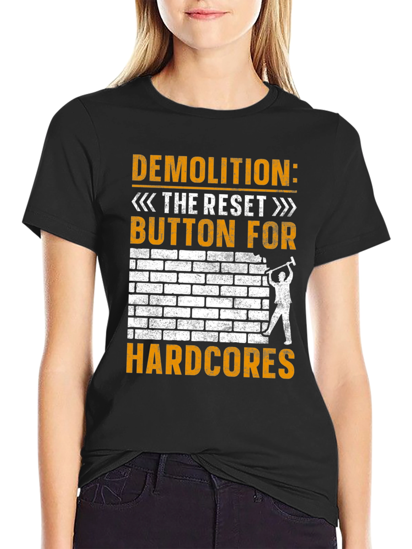 Black Demolition Reset Button Hardcore T-Shirt view 2