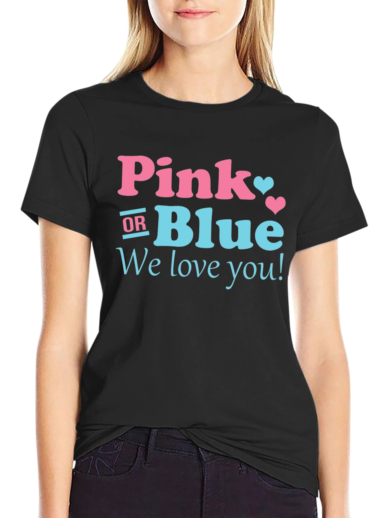 Pink or Blue Gender Reveal T-Shirt - We Love You! - 2