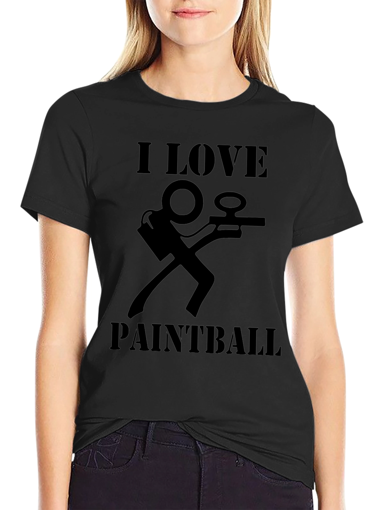Black I Love Paintball Graphic T-Shirt - Black view 2