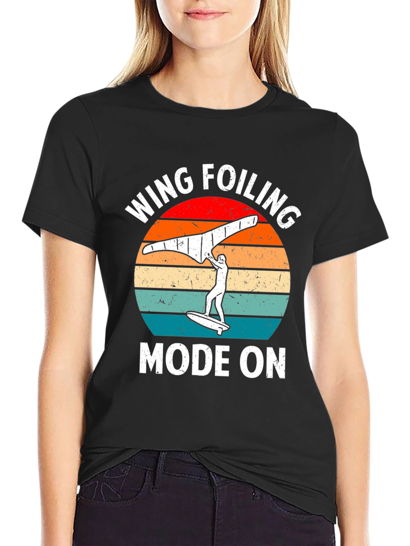 Black Wing Foiling Mode On Graphic Tee view 2