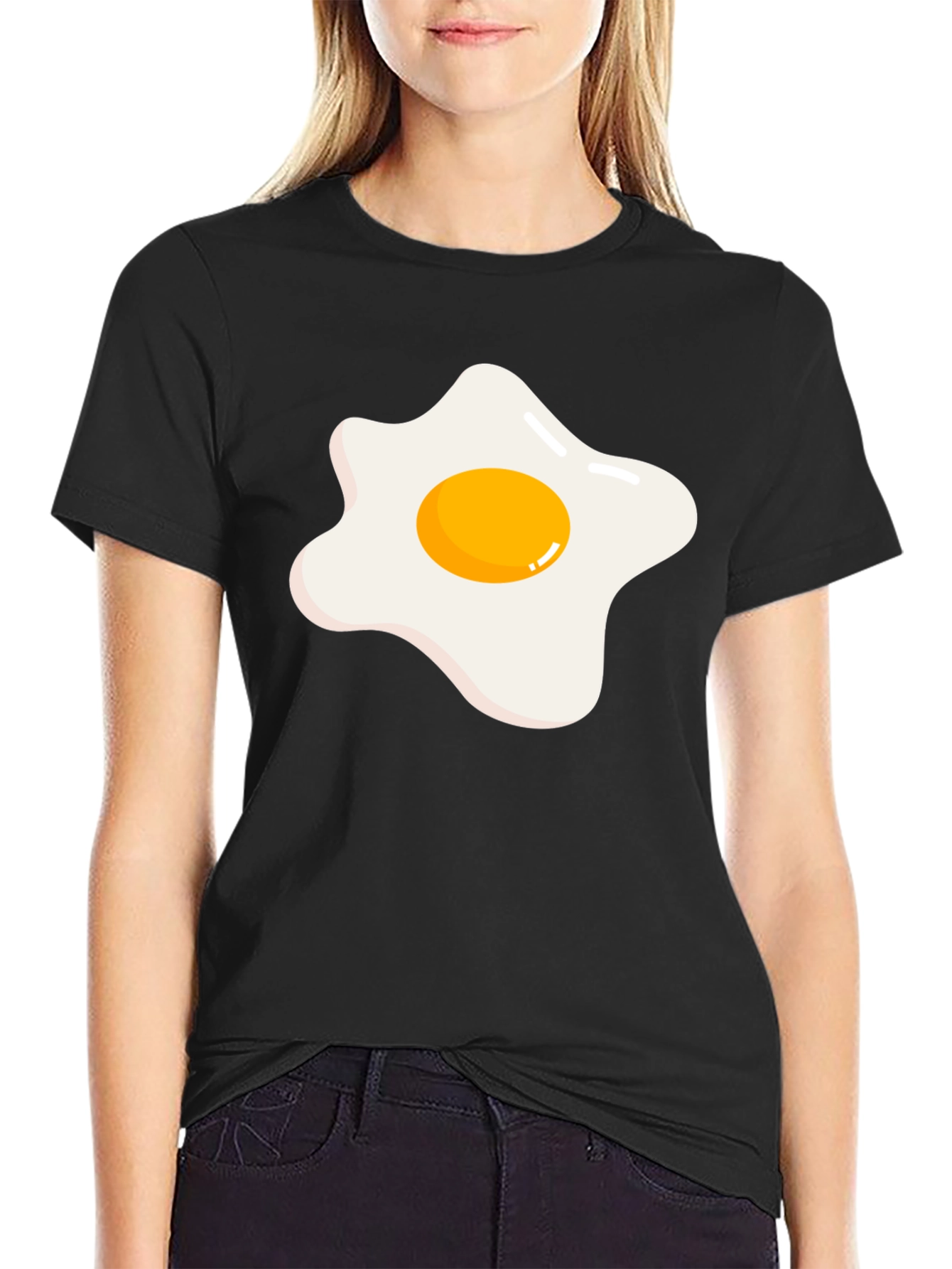 Black Fried Egg Graphic Tee - Funny Breakfast T-Shirt view 2