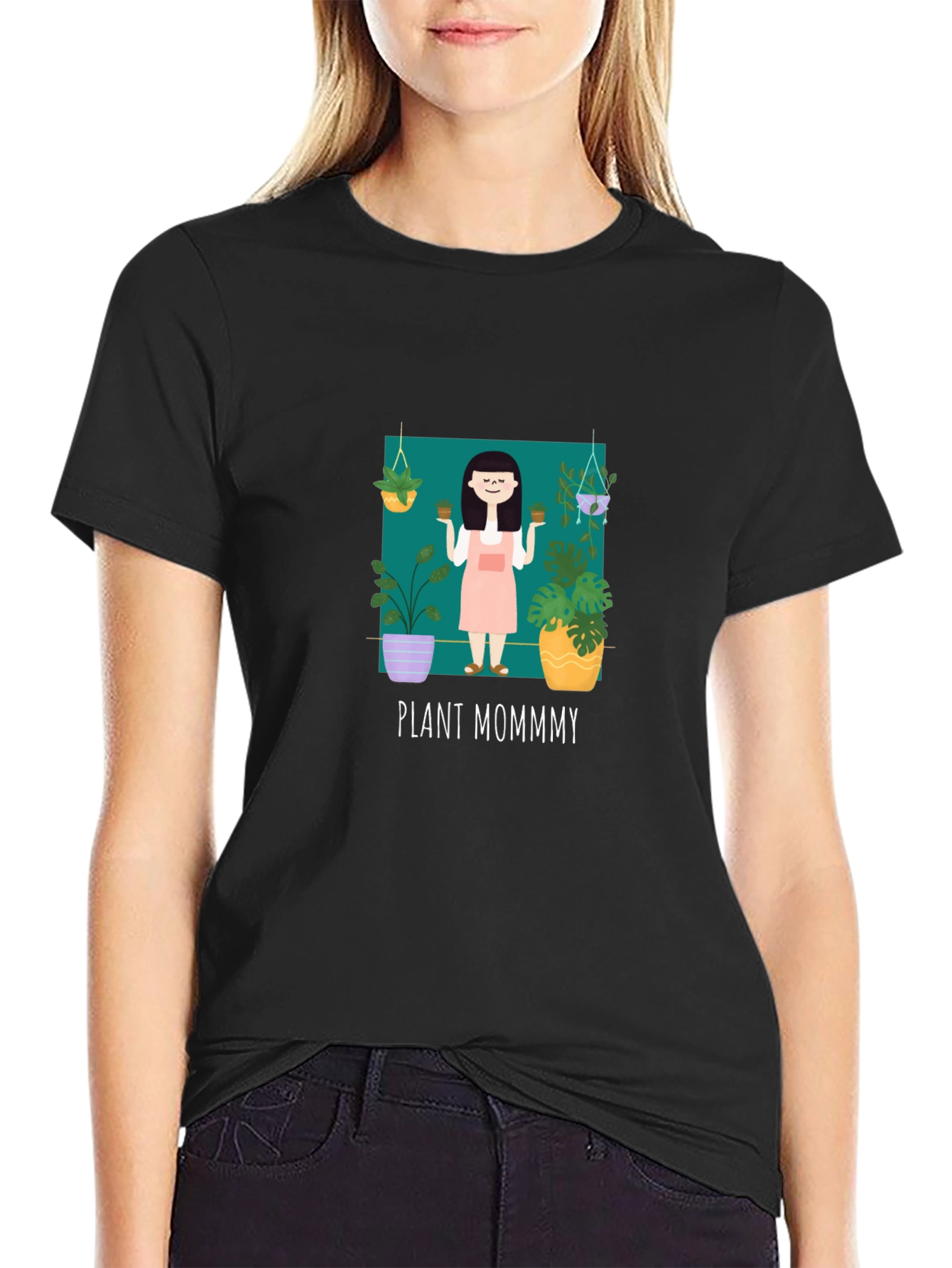 Black Plant Mommy Graphic T-Shirt view 2