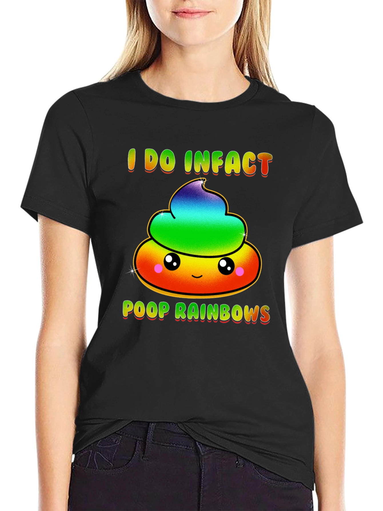 Black Rainbow Poop T-Shirt, Funny Graphic Tee view 2