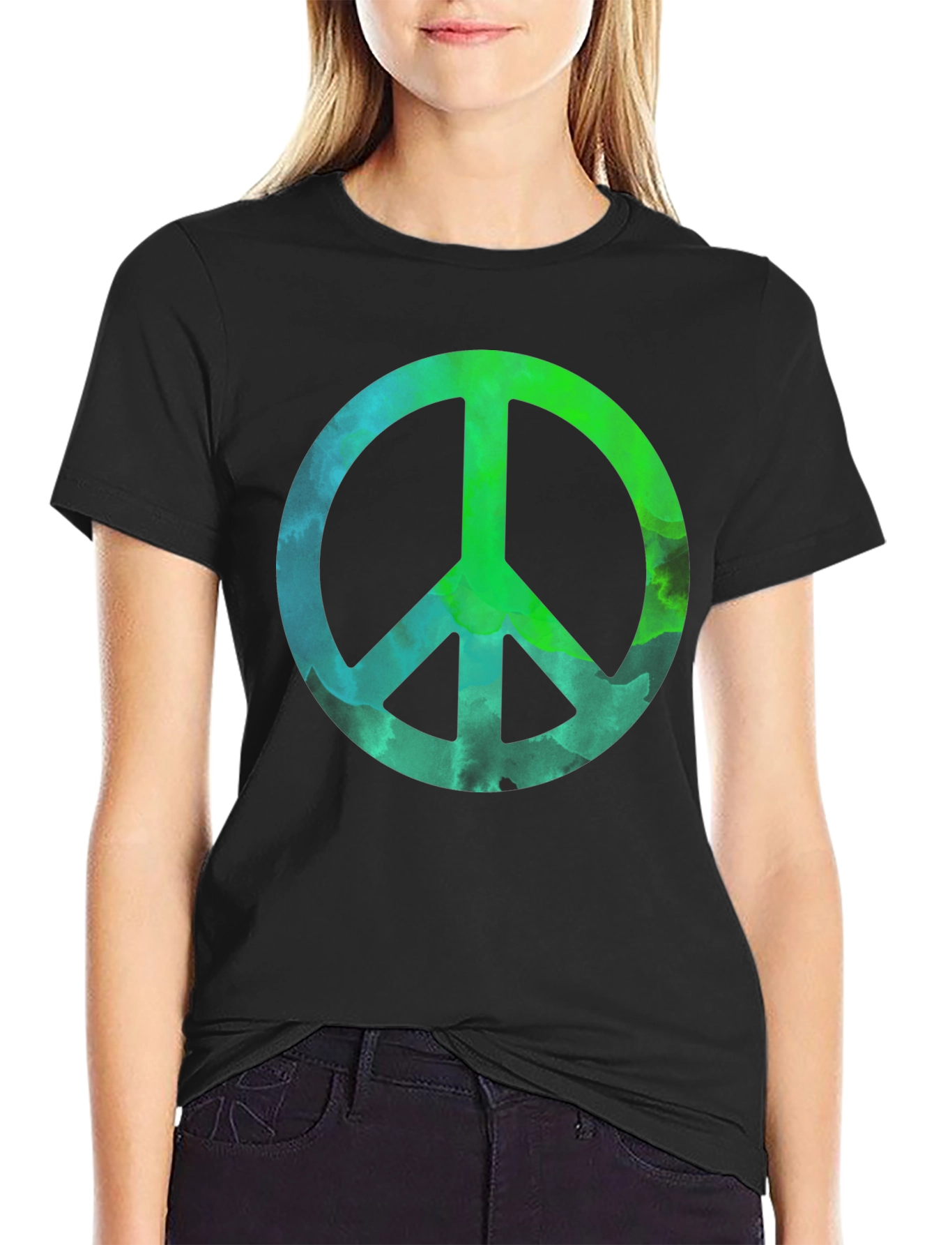 Black Peace Sign Graphic Tee - Mens Black T-Shirt view 2