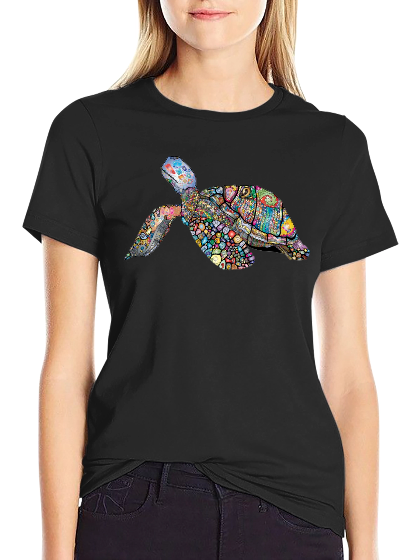 Black Turtle Graphic Print Black Tee view 2