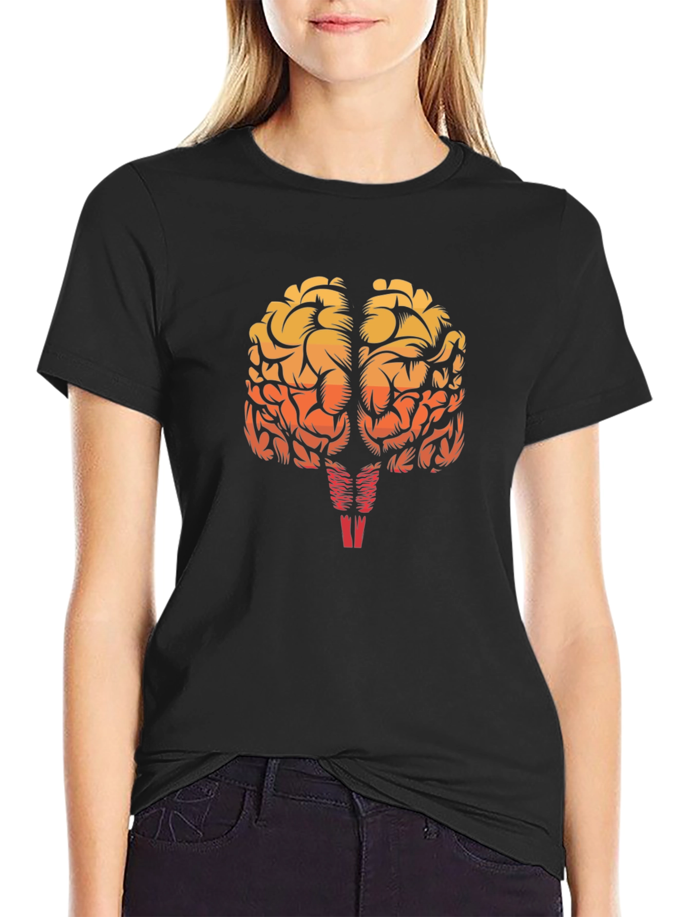 Black Brain Graphic Black T-Shirt - Smart & Stylish view 2