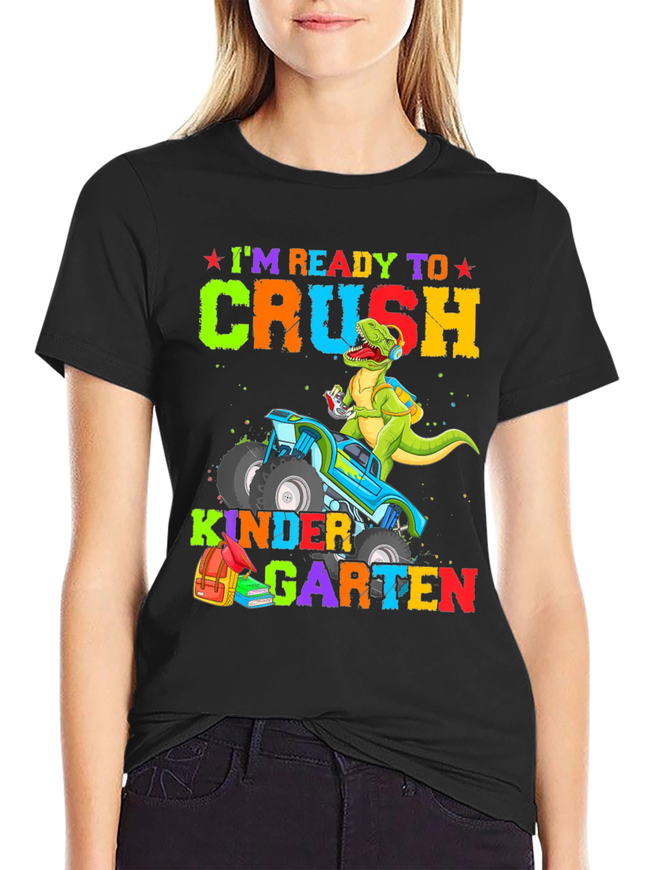 Ready to Crush Kindergarten Dinosaur Monster Truck T-Shirt - 2