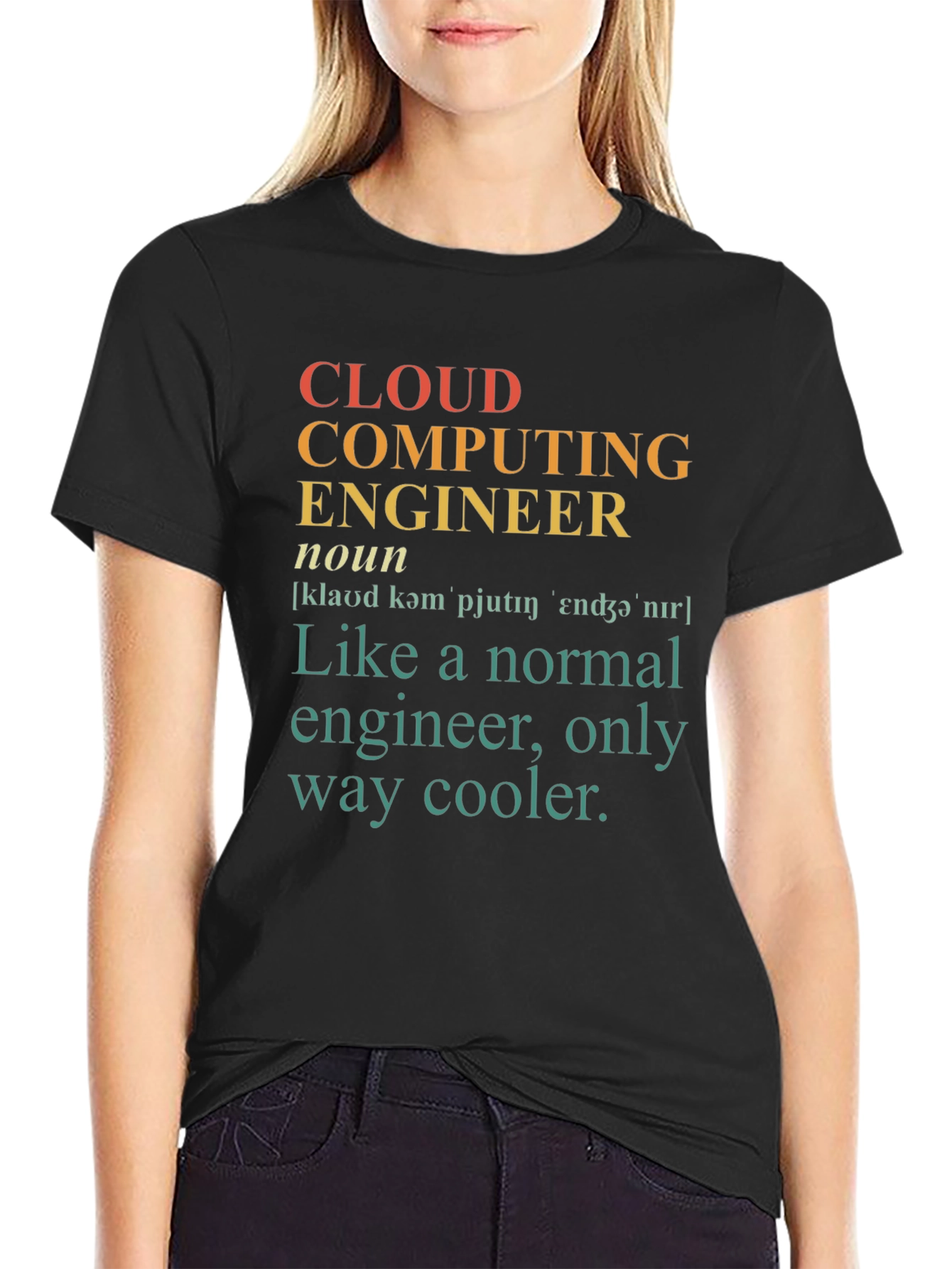 Black Cloud Computing Engineer Novelty T-Shirt view 2