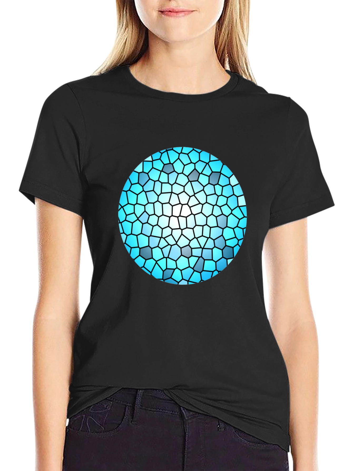 Black Modern Mosaic Orb Graphic Tee - Stylish Black T-Shirt view 2