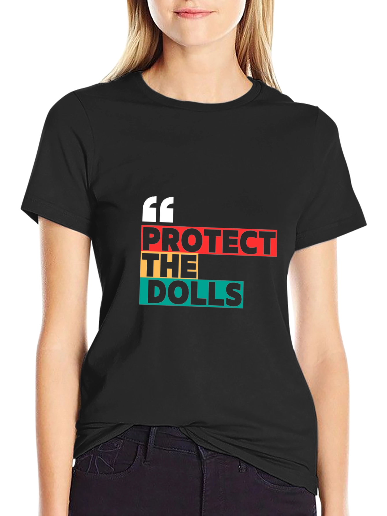 Black Protect The Dolls Graphic Tee - Black Cotton Blend view 2