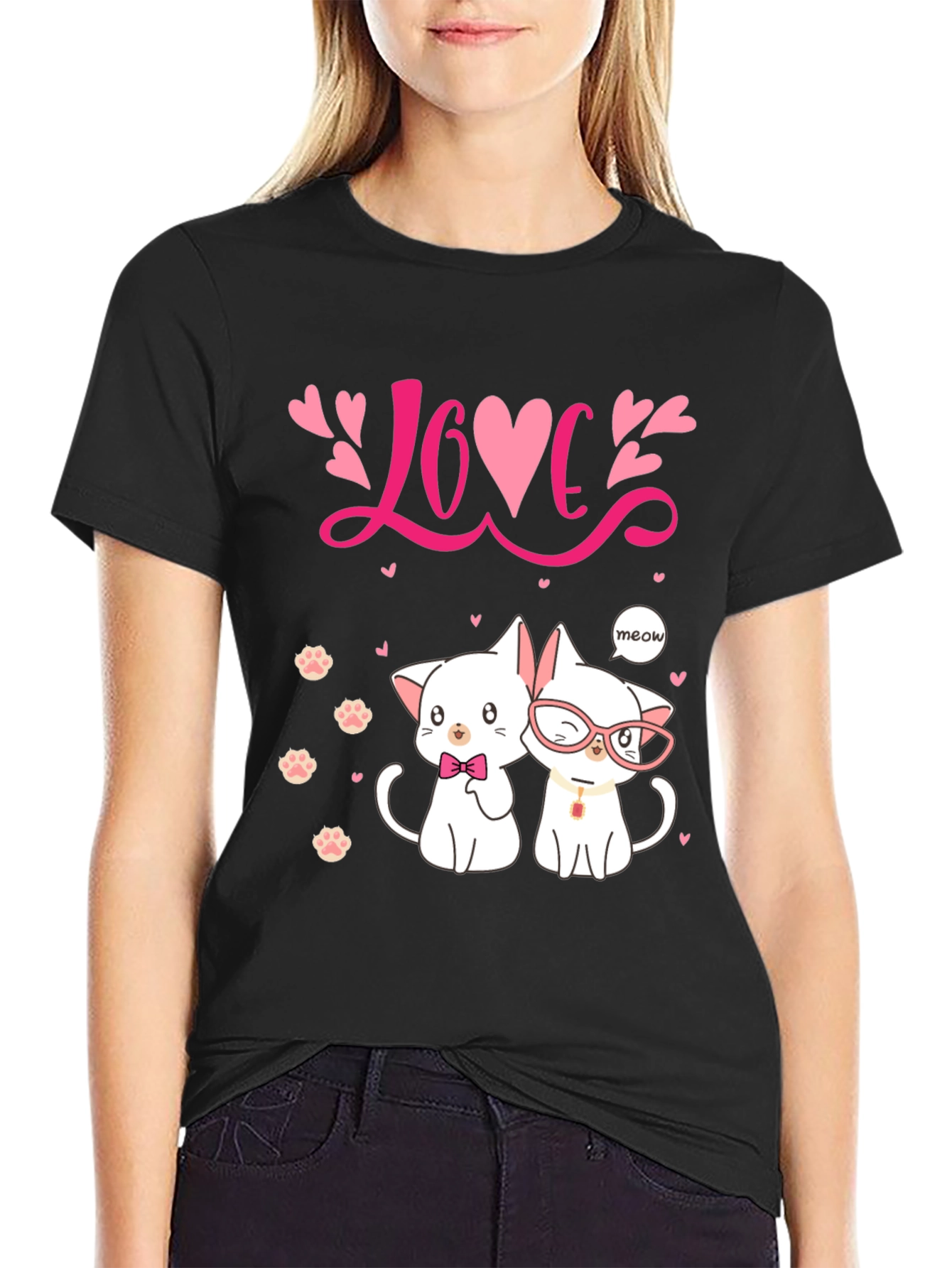 Black Cat Love T-Shirt view 2