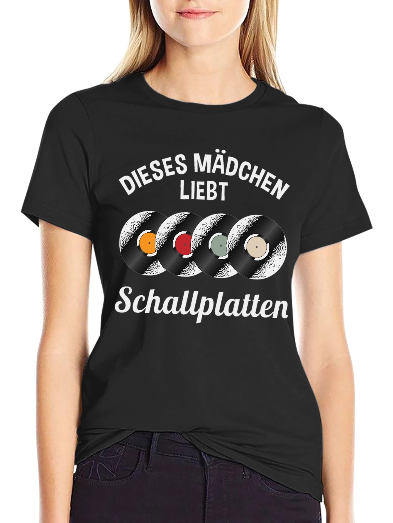 Black Vinyl Record Lover T-Shirt - Dieses Mädchen Liebt Schallplatten view 2