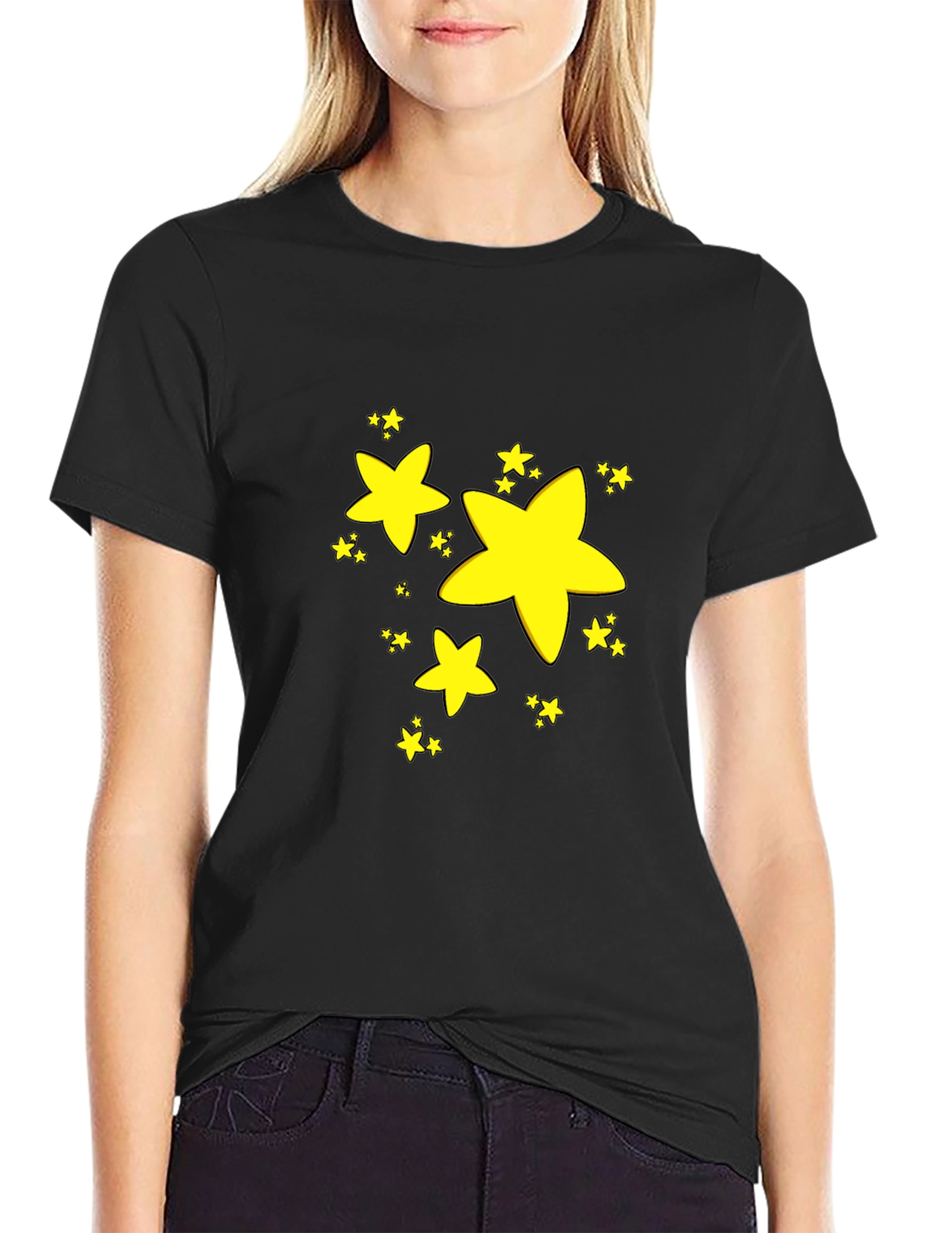 Black Stars Graphic Black T-Shirt view 2