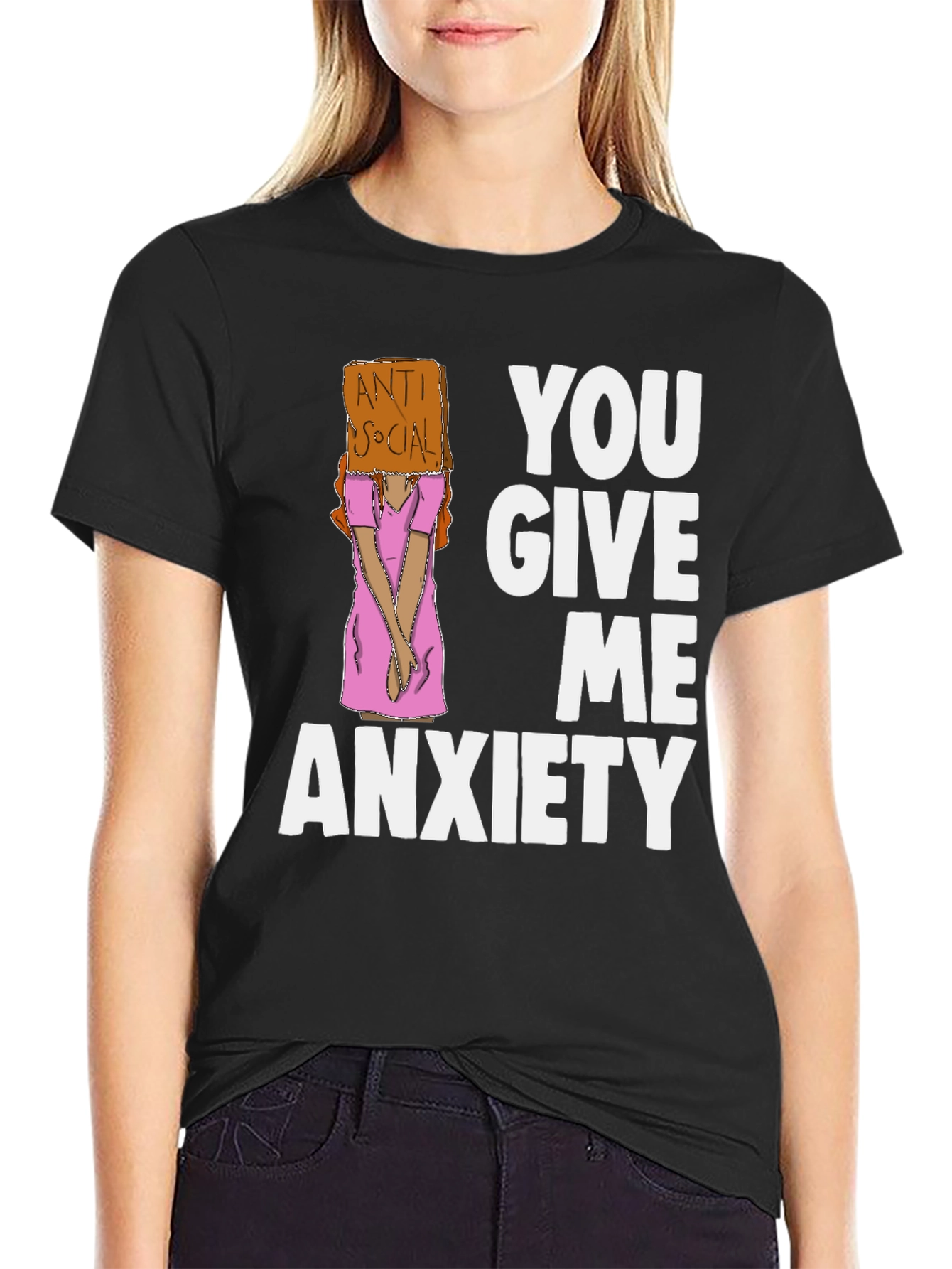 Black You Give Me Anxiety Graphic Tee view 2