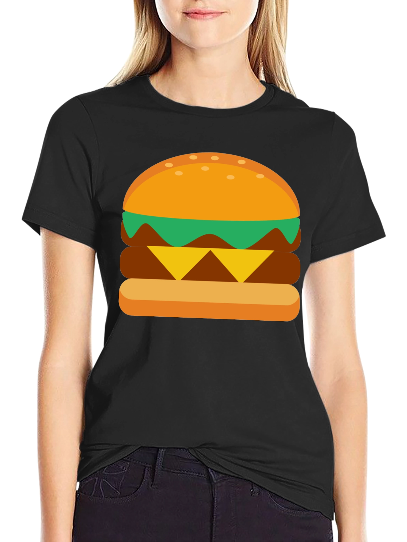 Black Burger Graphic Tee - Casual Cotton T-Shirt view 2