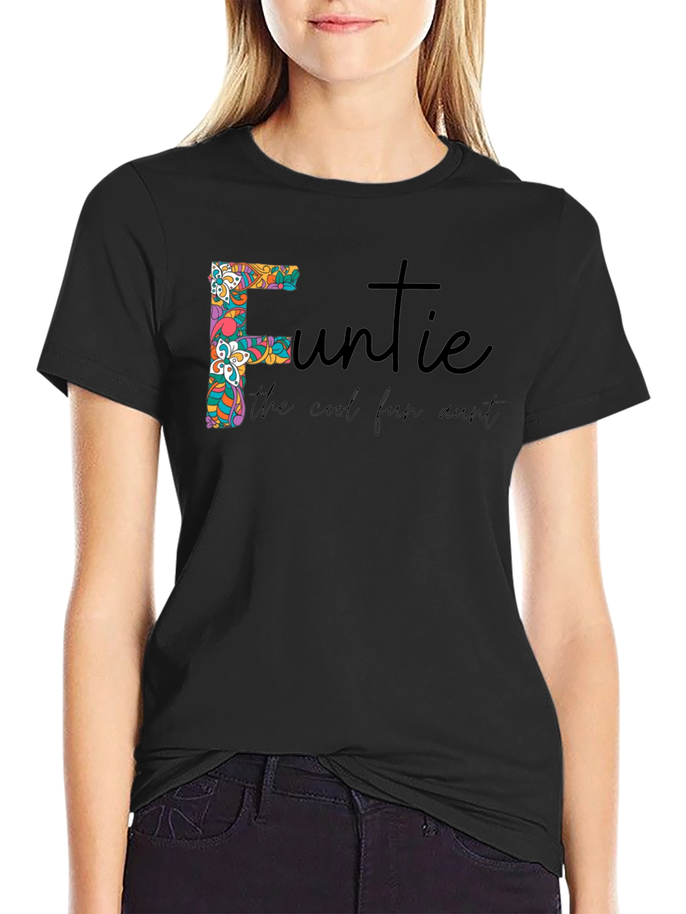 Black Fun Auntie Graphic Tee view 2