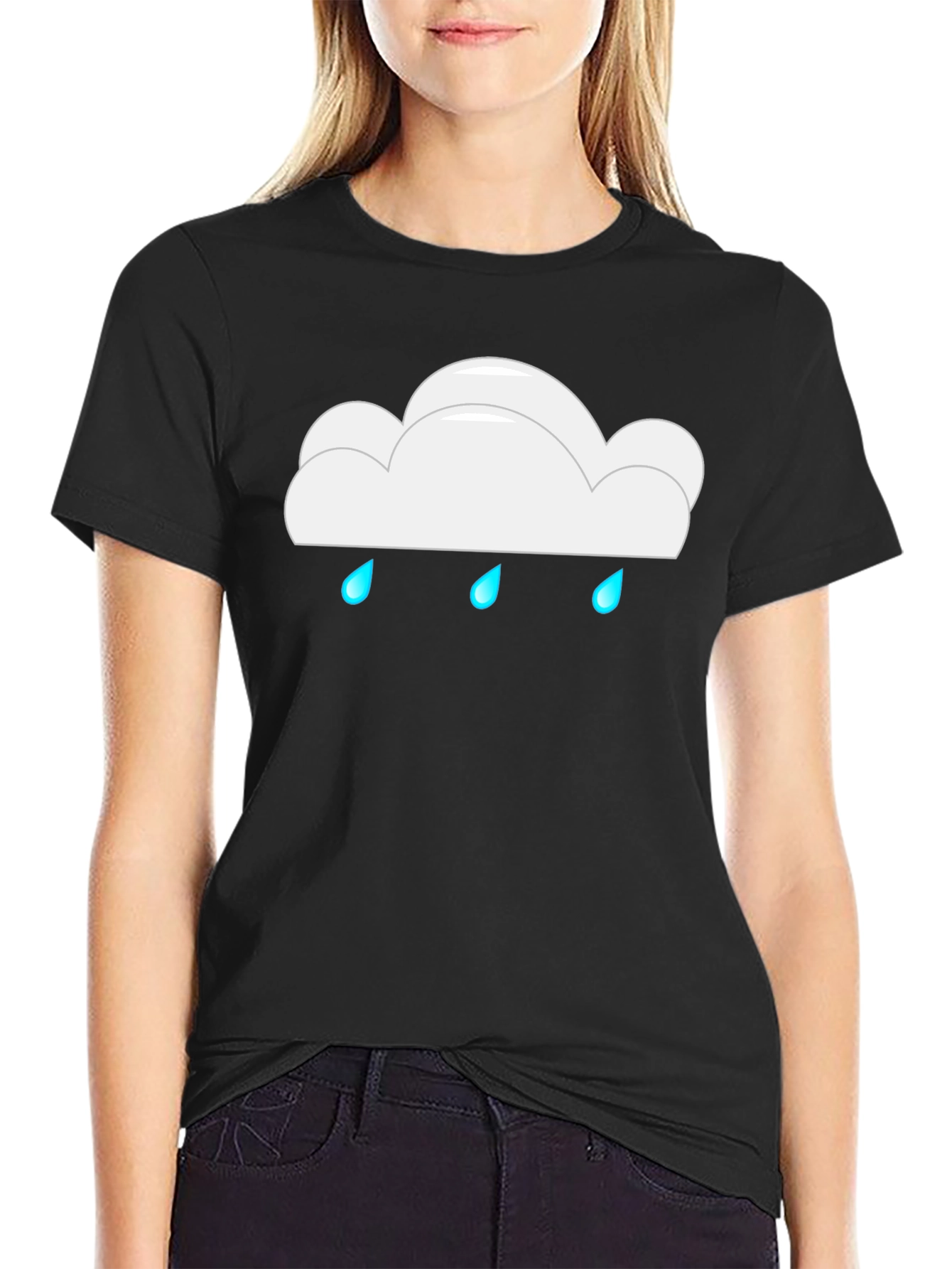 Black Rainy Cloud Black T-Shirt view 2