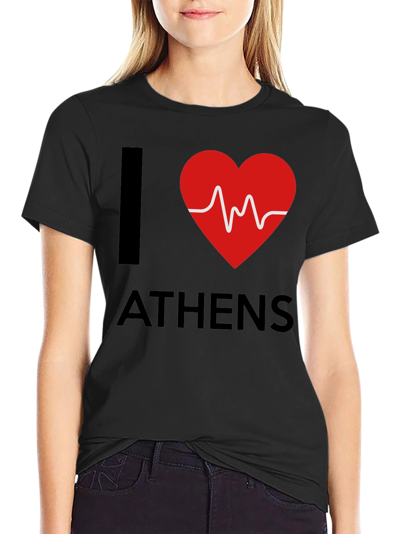 Black I Heart Athens Graphic Tee - Black view 2