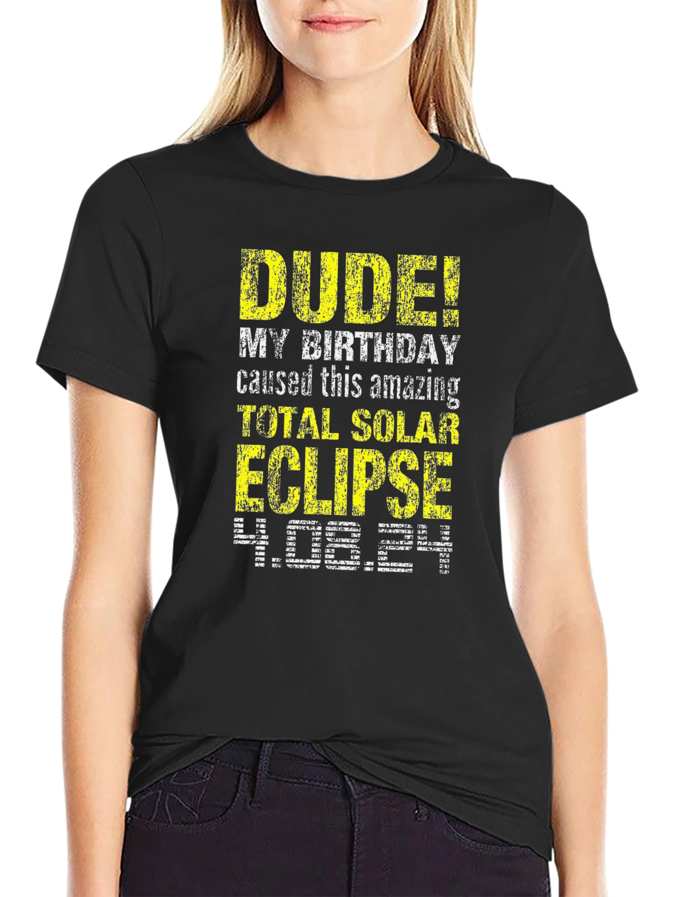 Black Dude! Total Solar Eclipse 4.08.24 Birthday T-Shirt view 2