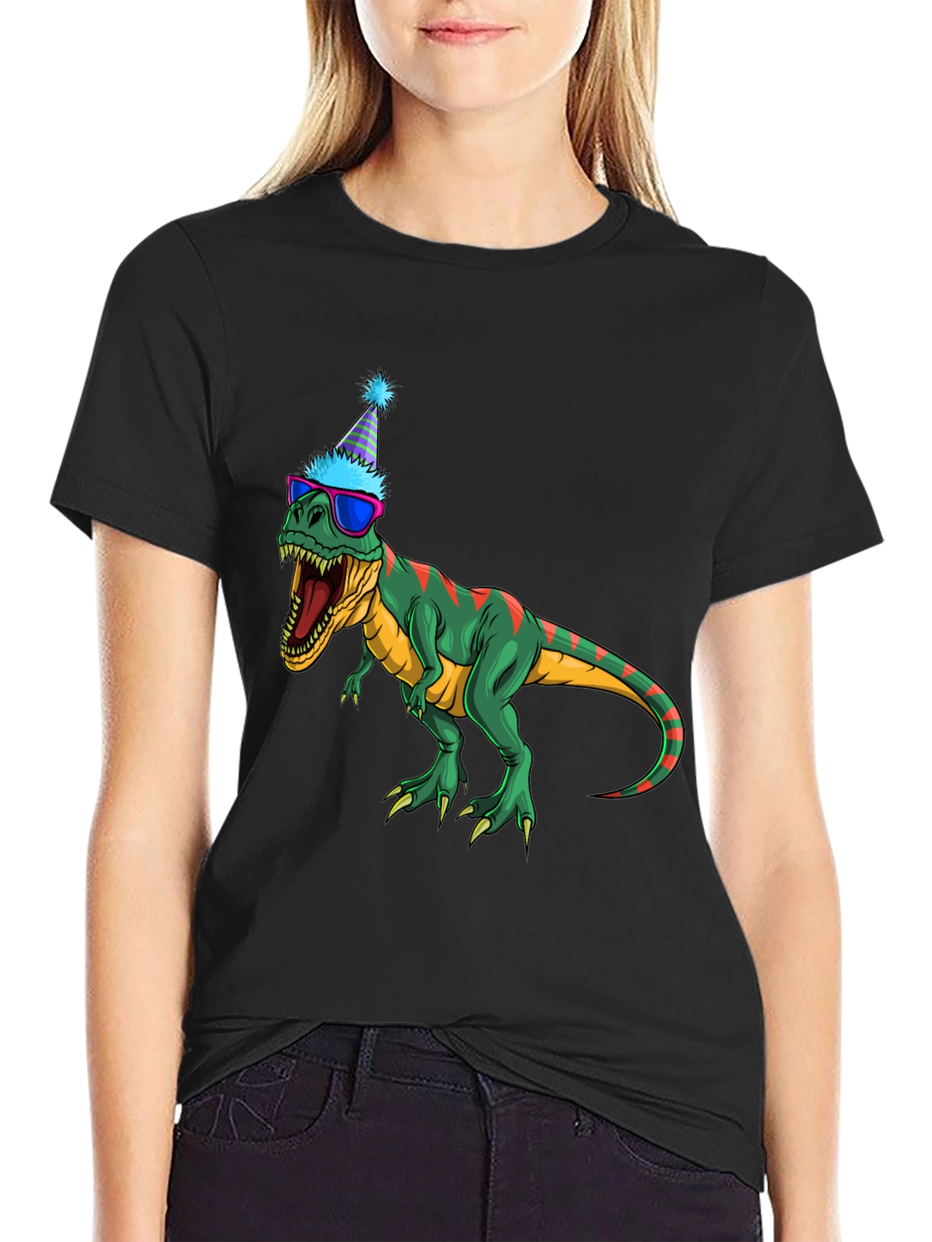 Black Party Dino T-Shirt - Fun & Festive view 2